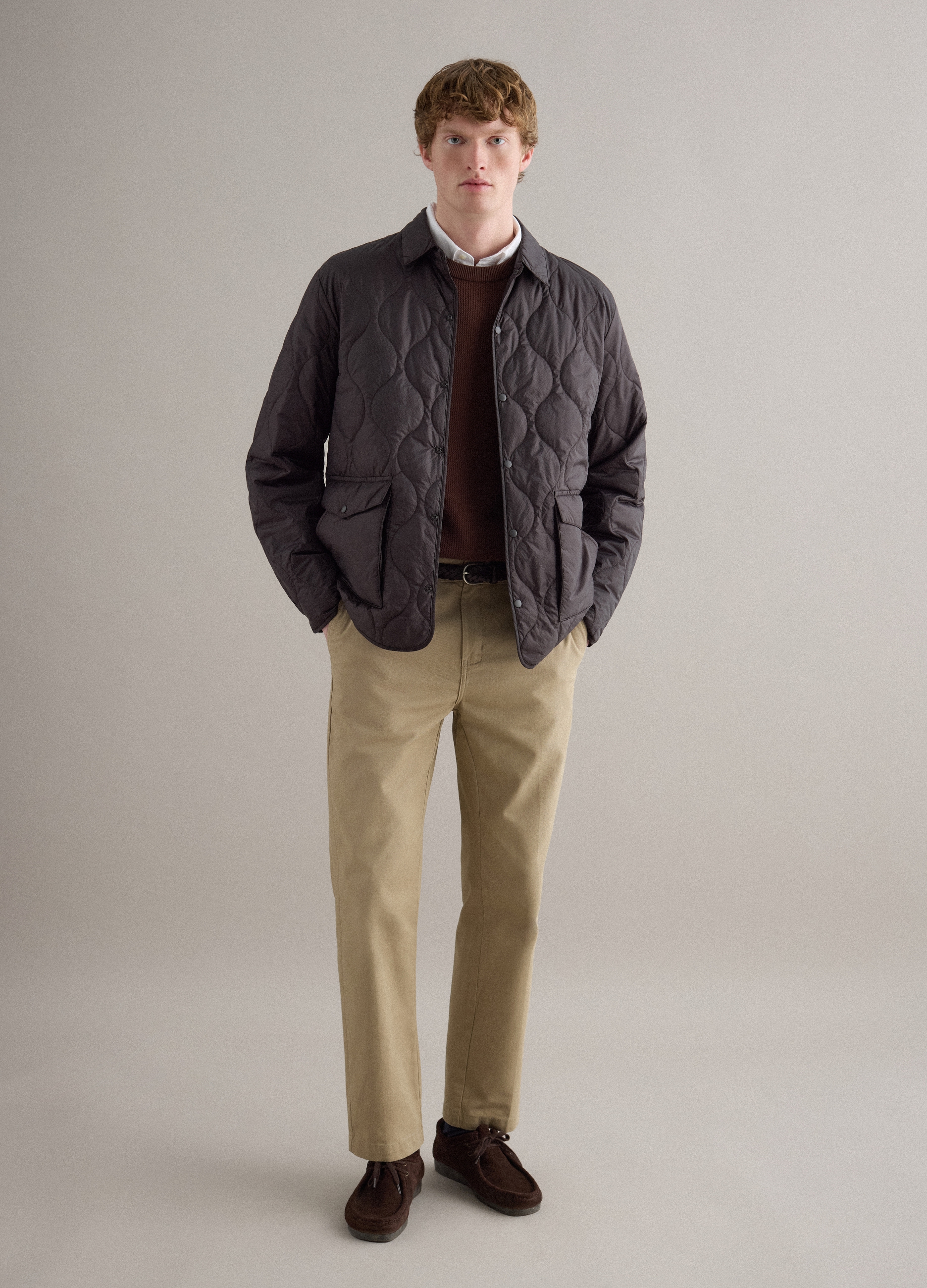 PIOMBO, Chaqueta Husky Marrón De Ajuste Regular Con Cremallera, Hombre, Marrón oscuro, Talla: S