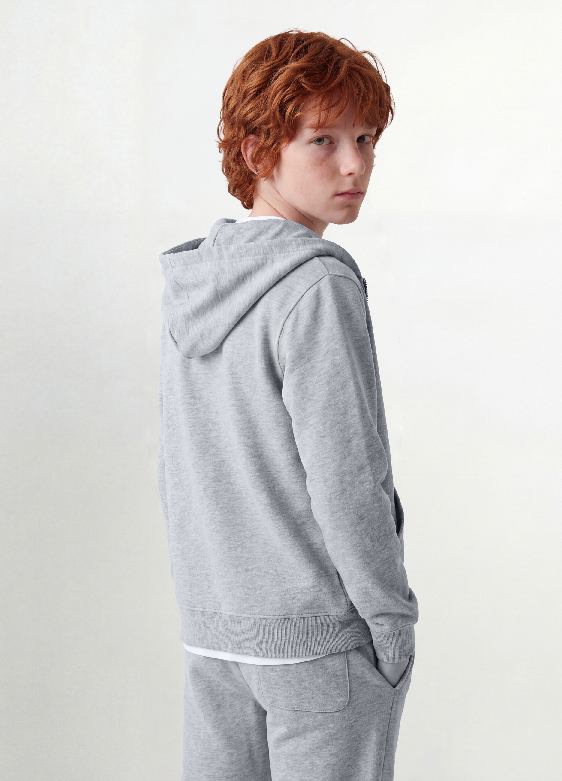 OVS KIDS, Felpa Grigia Con Cappuccio In Puro Cotone Organico Regular Fit Per Ragazzo, Bambino, Grigio, Taglia: 10-11