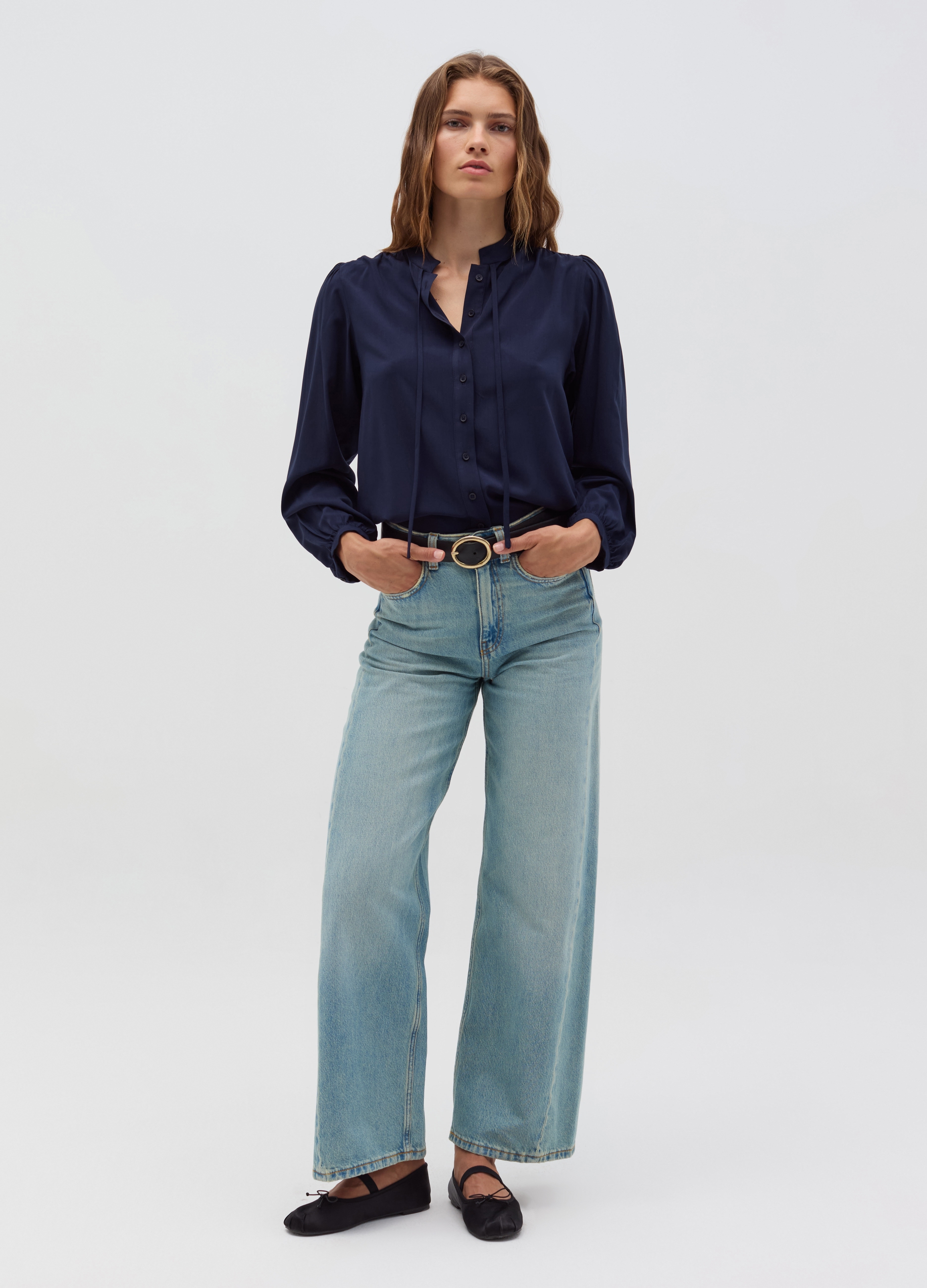 OVS, Blusa In Viscosa Con Foulard, Donna, Bianco, Taglia: 44