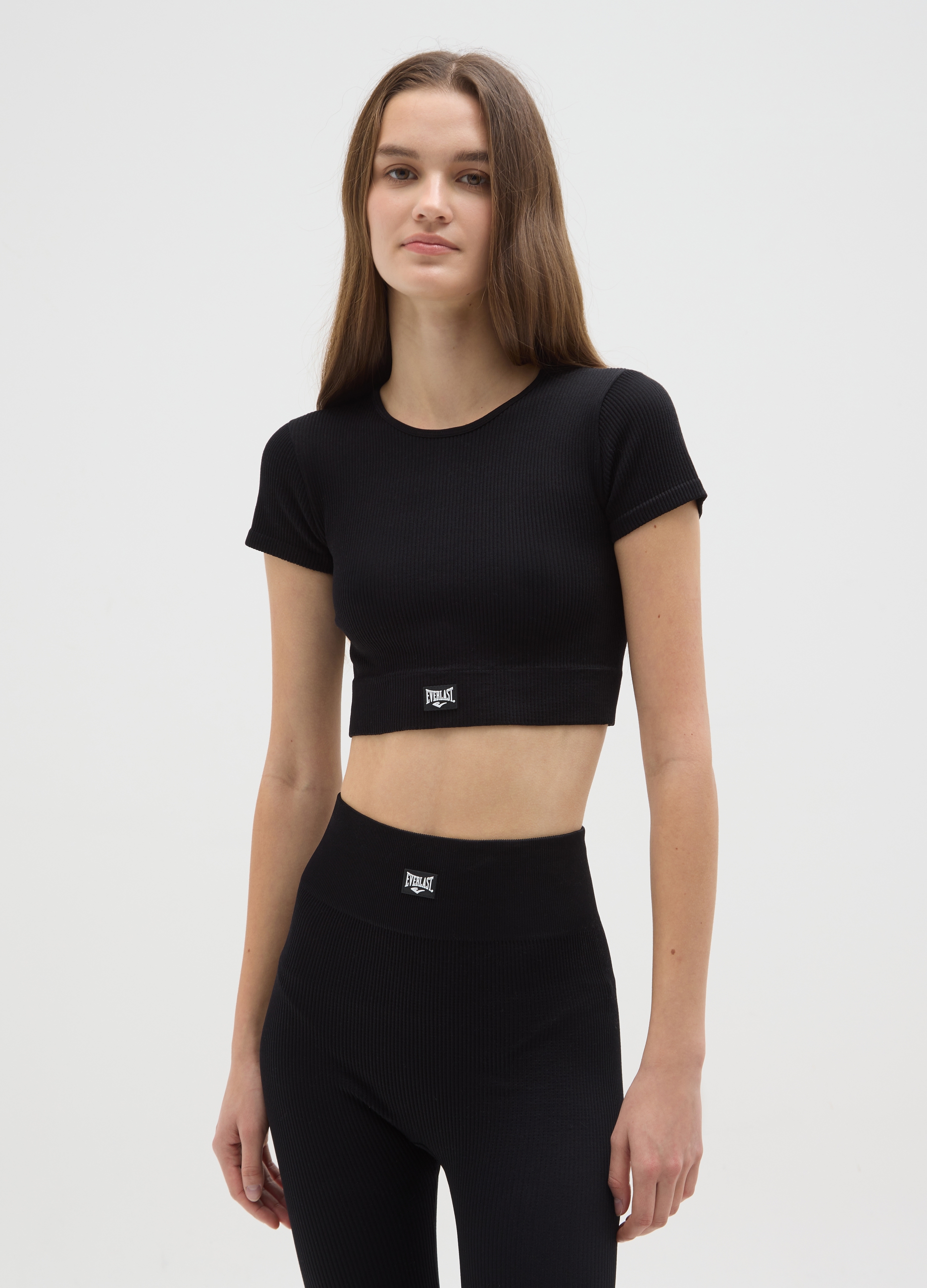 EVERLAST, T-shirt In Tessuto Elasticizzato Beige Regular Fit, Donna, Beige, Taglia: S/M