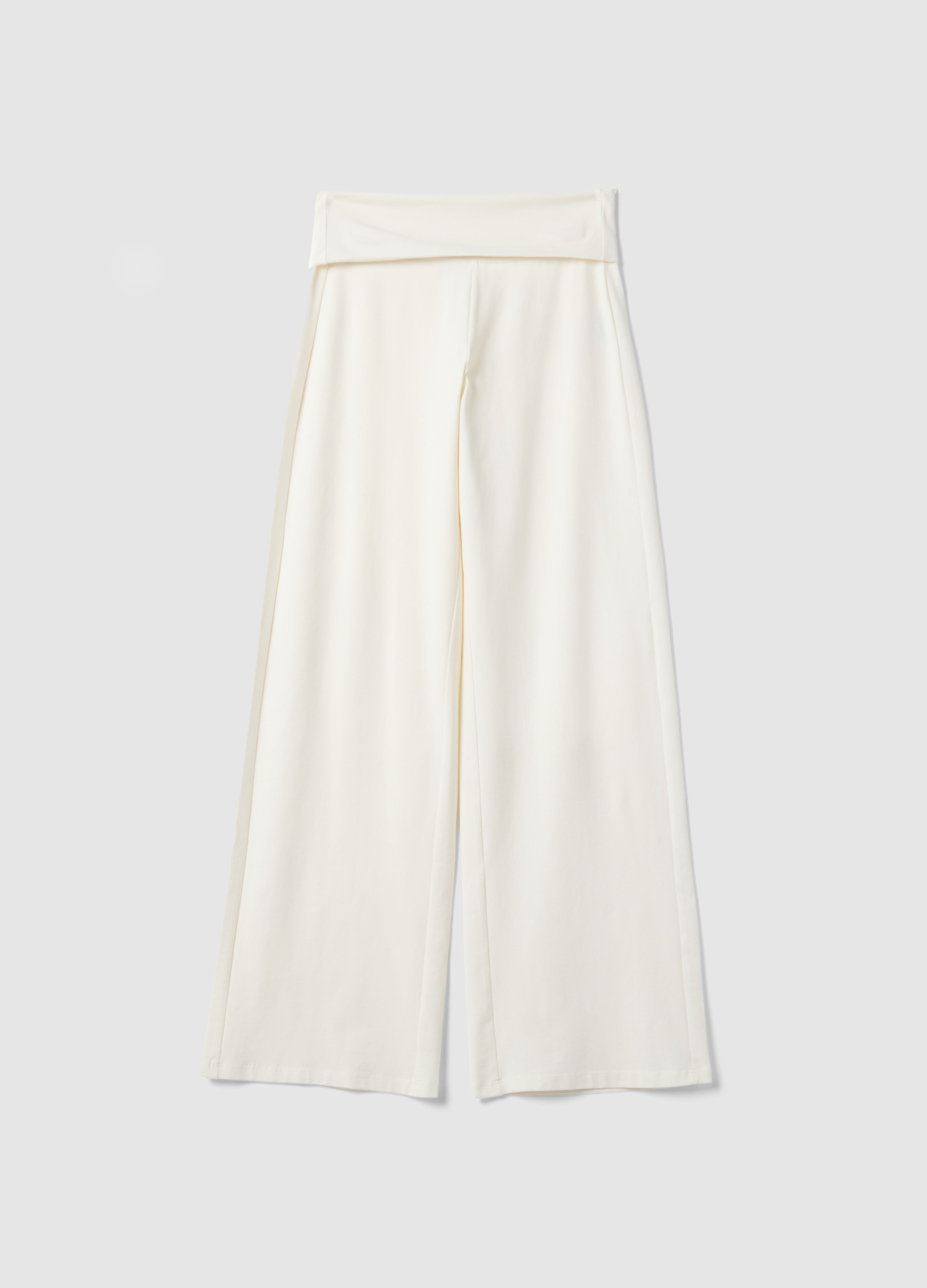 B.ANGEL, Pantalones Jogger Blancos De Algodón Elástico Con Pierna Ancha, Mujer, Blanco suave, Talla: 38