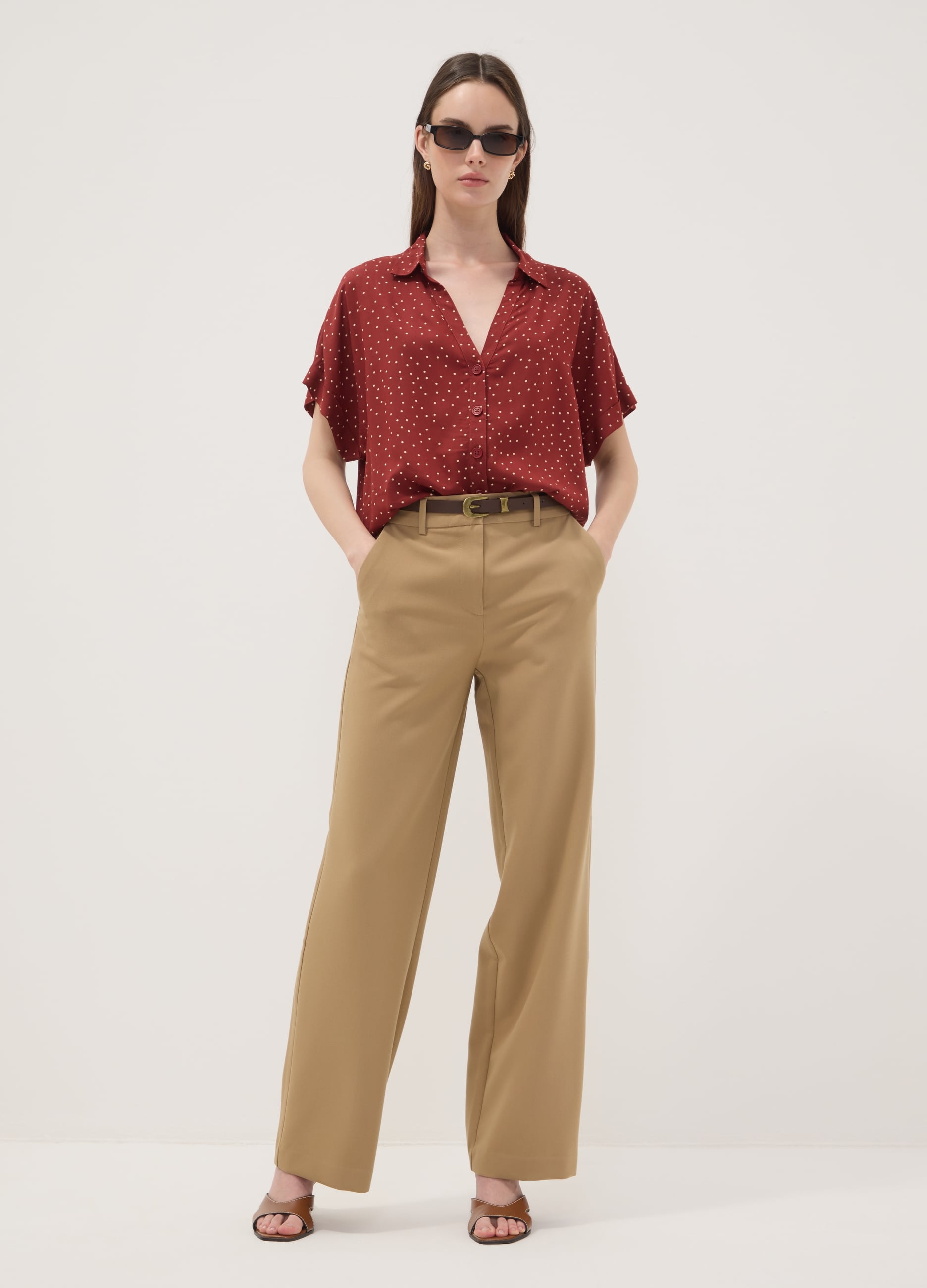 OVS, Pantaloni Beige Dritti In Viscosa Elasticizzato, Donna, Beige, Taglia: 50