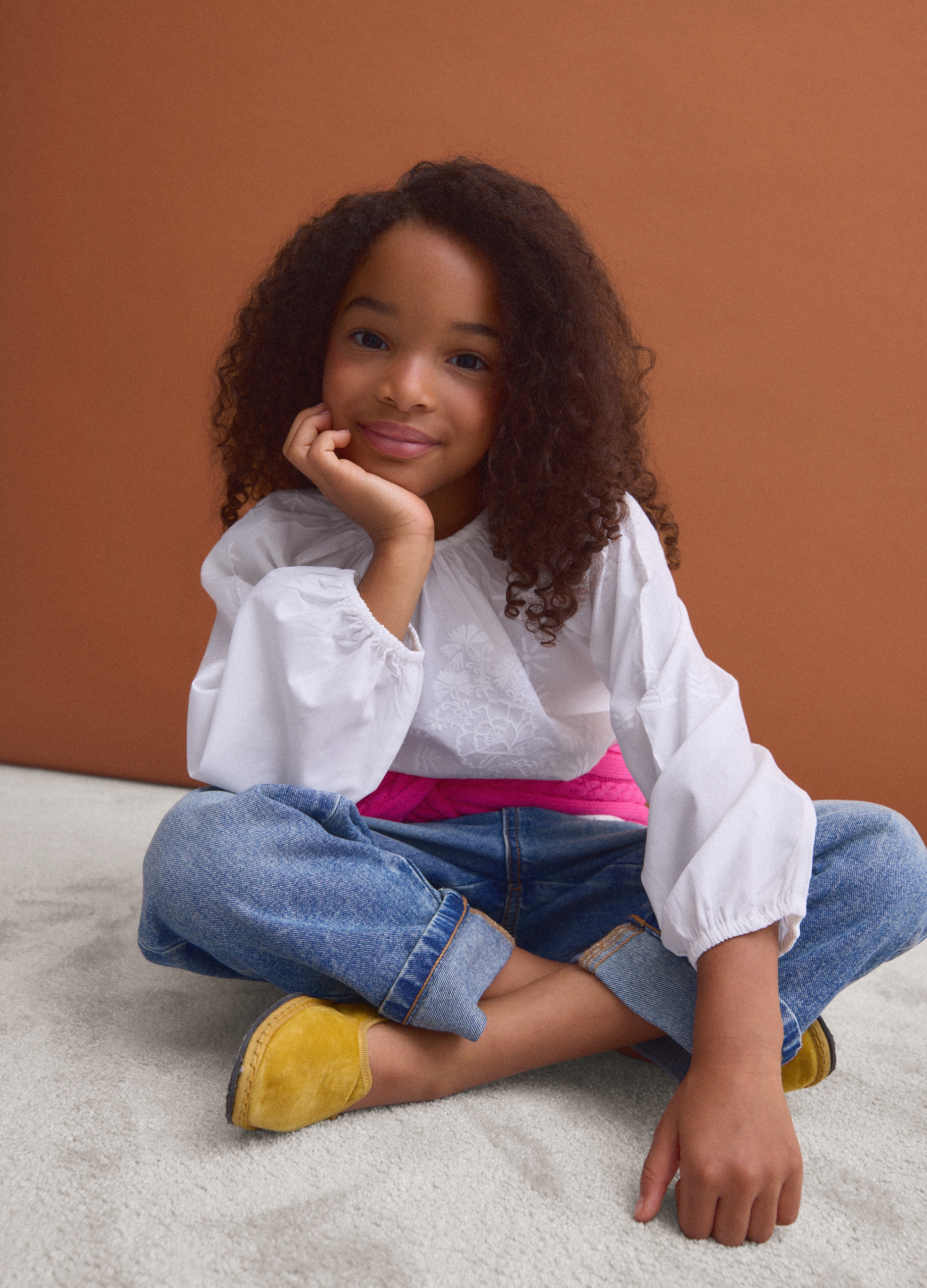 PIOMBO KIDS, Blusa Bianca In Puro Cotone Con Ricami E Scollo Arricciato Per Bambina, Bianco, Taglia: 8