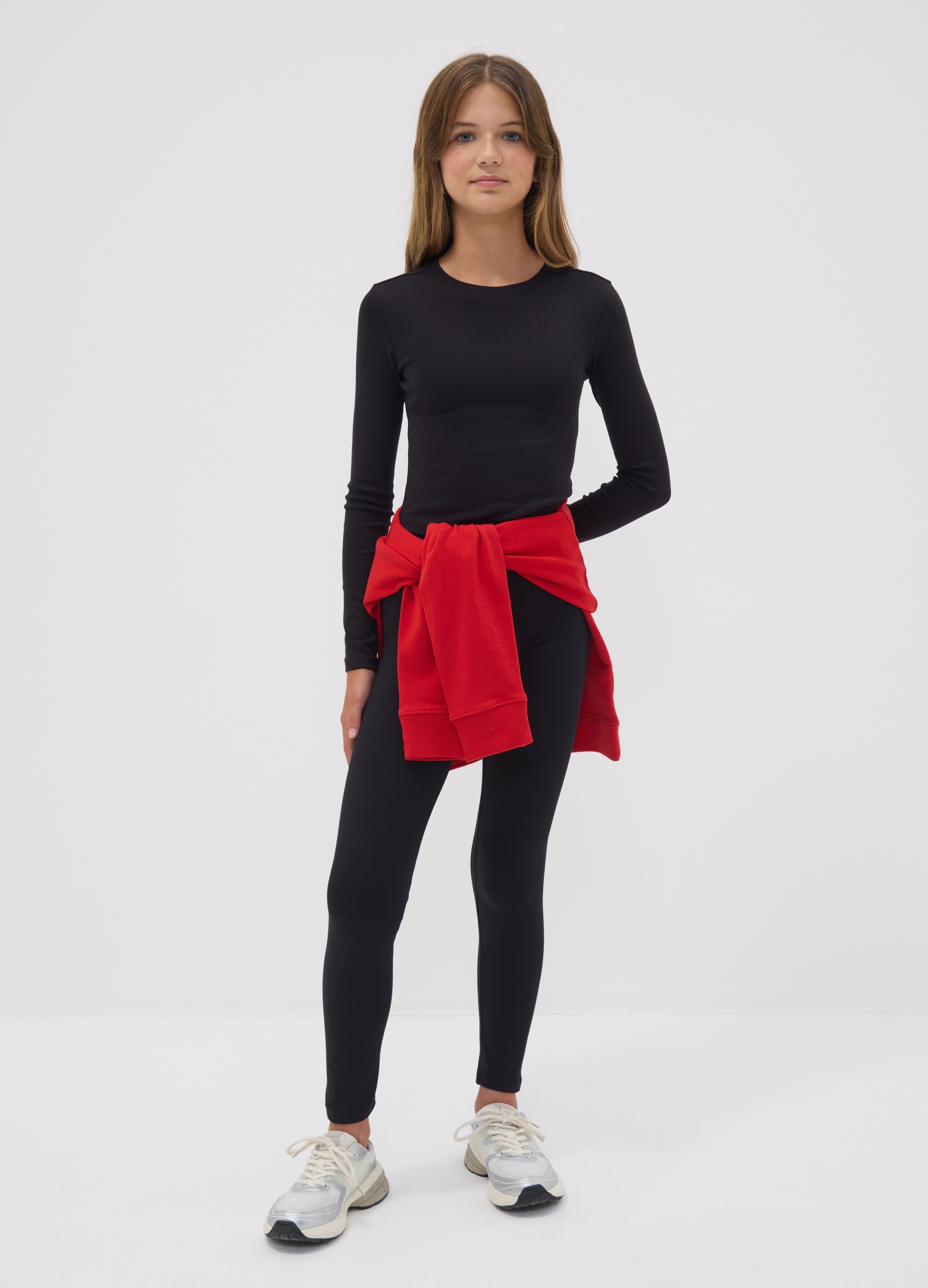 OVS KIDS, Leggings Skinny Neri In Cotone Organico Elasticizzato Per Ragazza, Bambina, Nero, Taglia: 11-12