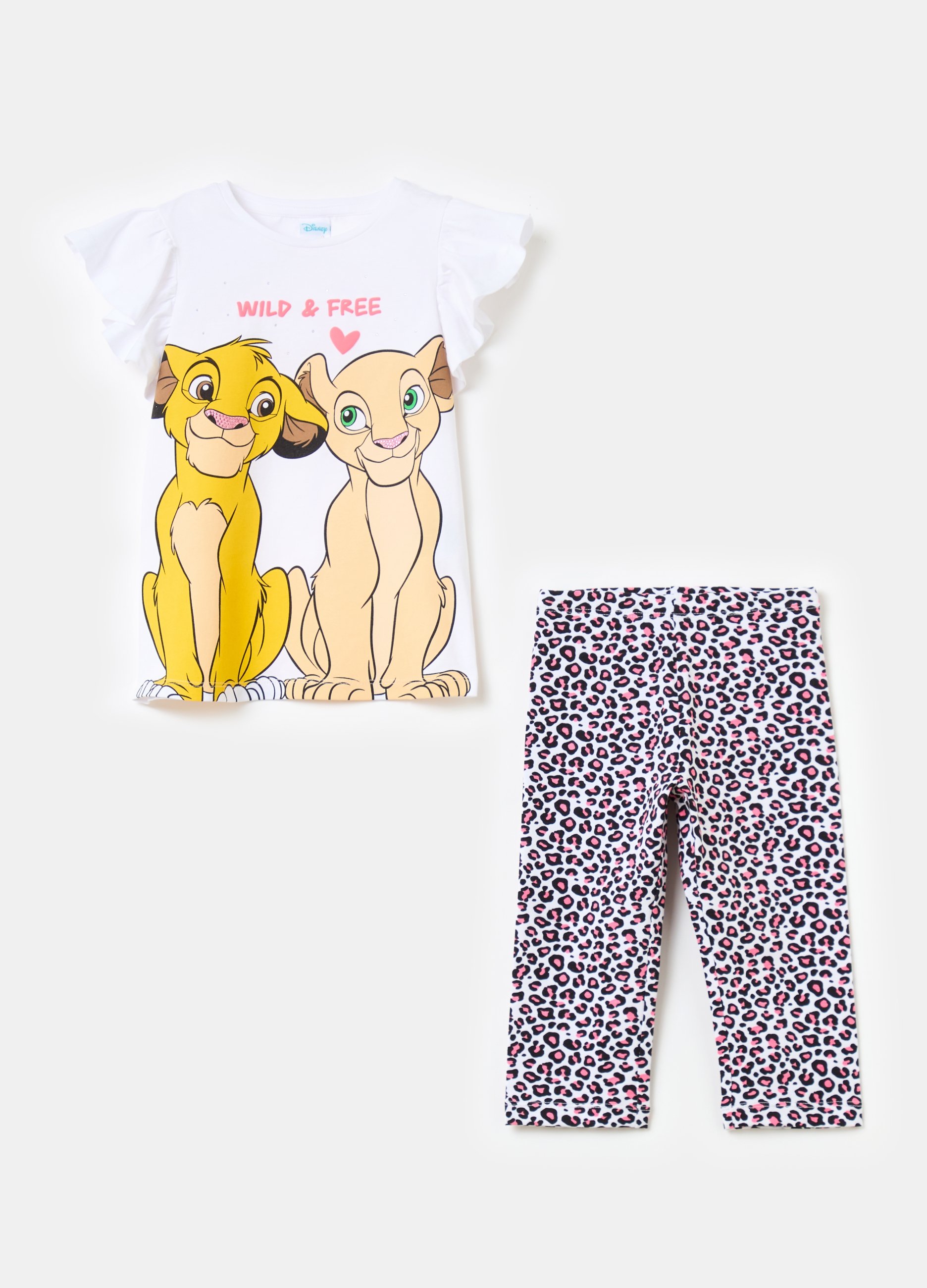 OVS, Jogging Set Con Stampa Simba E Nala, Bambina, Multicolor, Taglia: 9-10