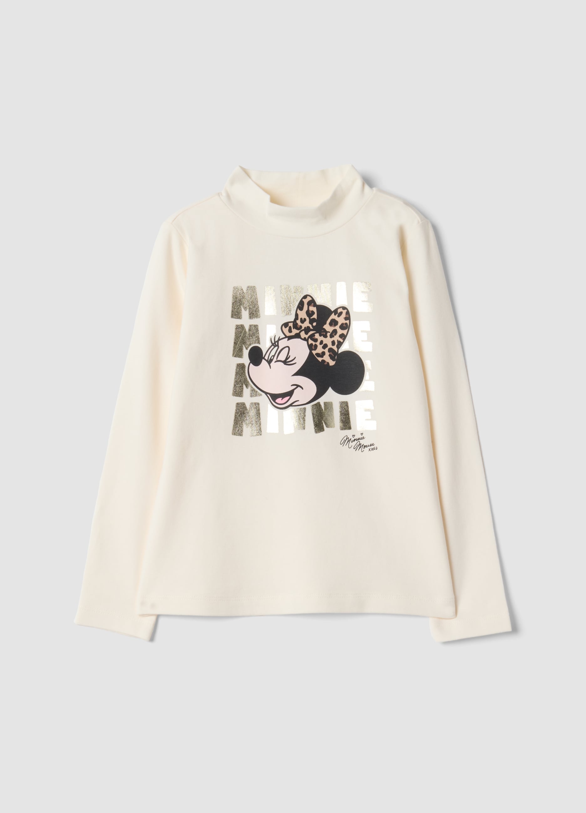 DISNEY, Maglia Bianca In Cotone Elasticizzato Con Stampa Minnie, Bambina, Bianco, Taglia: 3-4