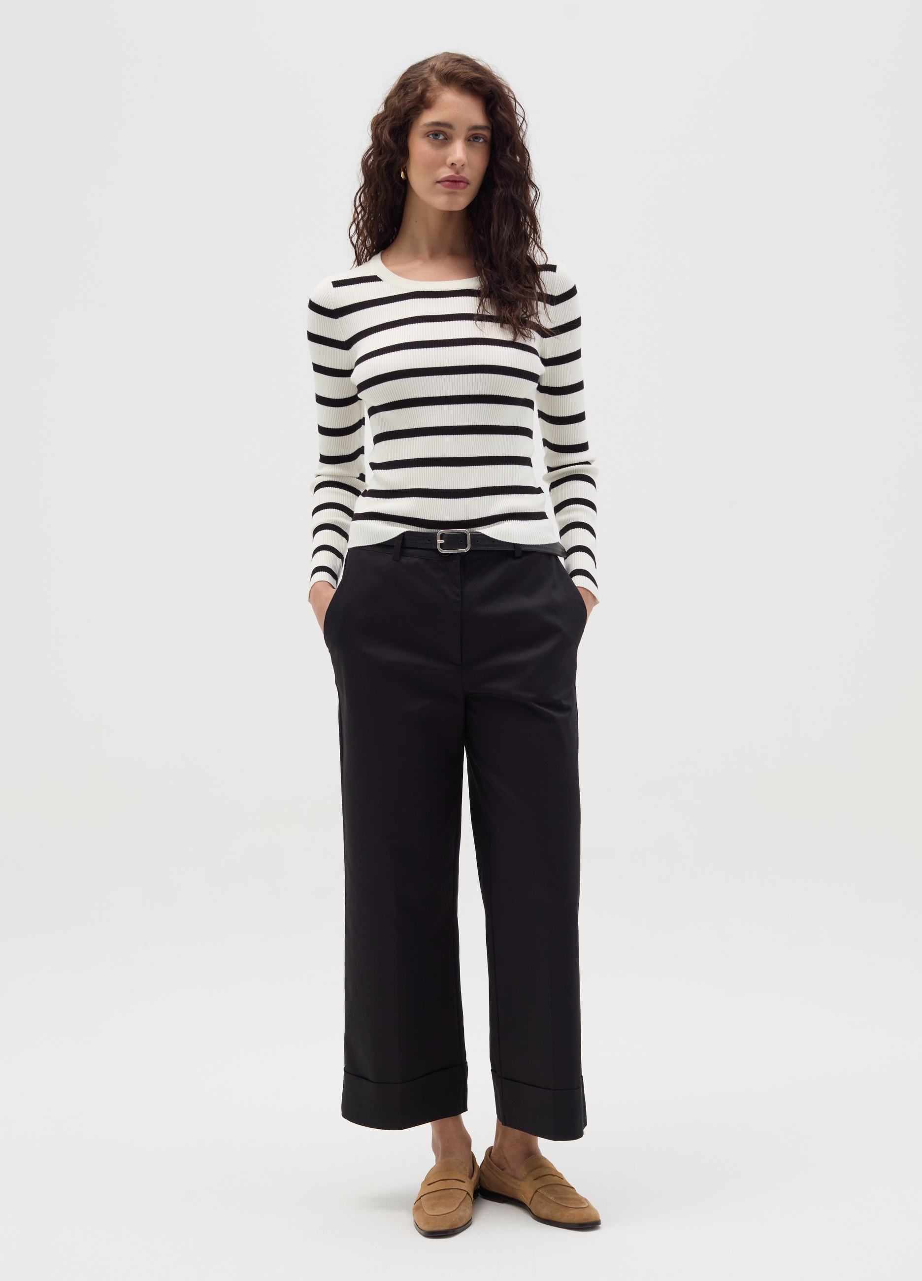 OVS , Pantaloni Chino A Gamba Larga, Donna, Nero, Taglia: 40