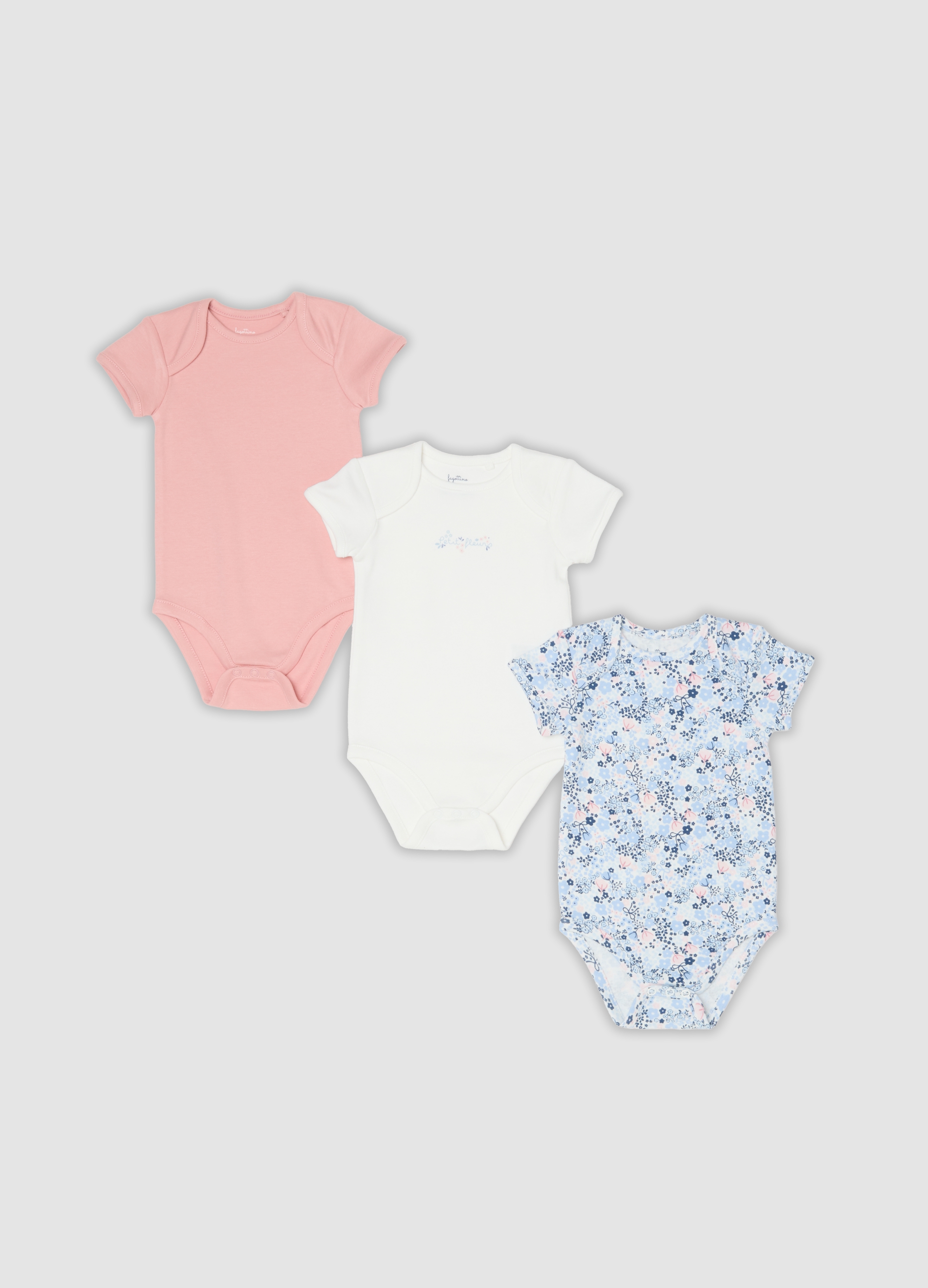 FAGOTTINO, Tripack Di Body Multicolor In Puro Cotone Per Neonata, Multicolor, Taglia: 1-3