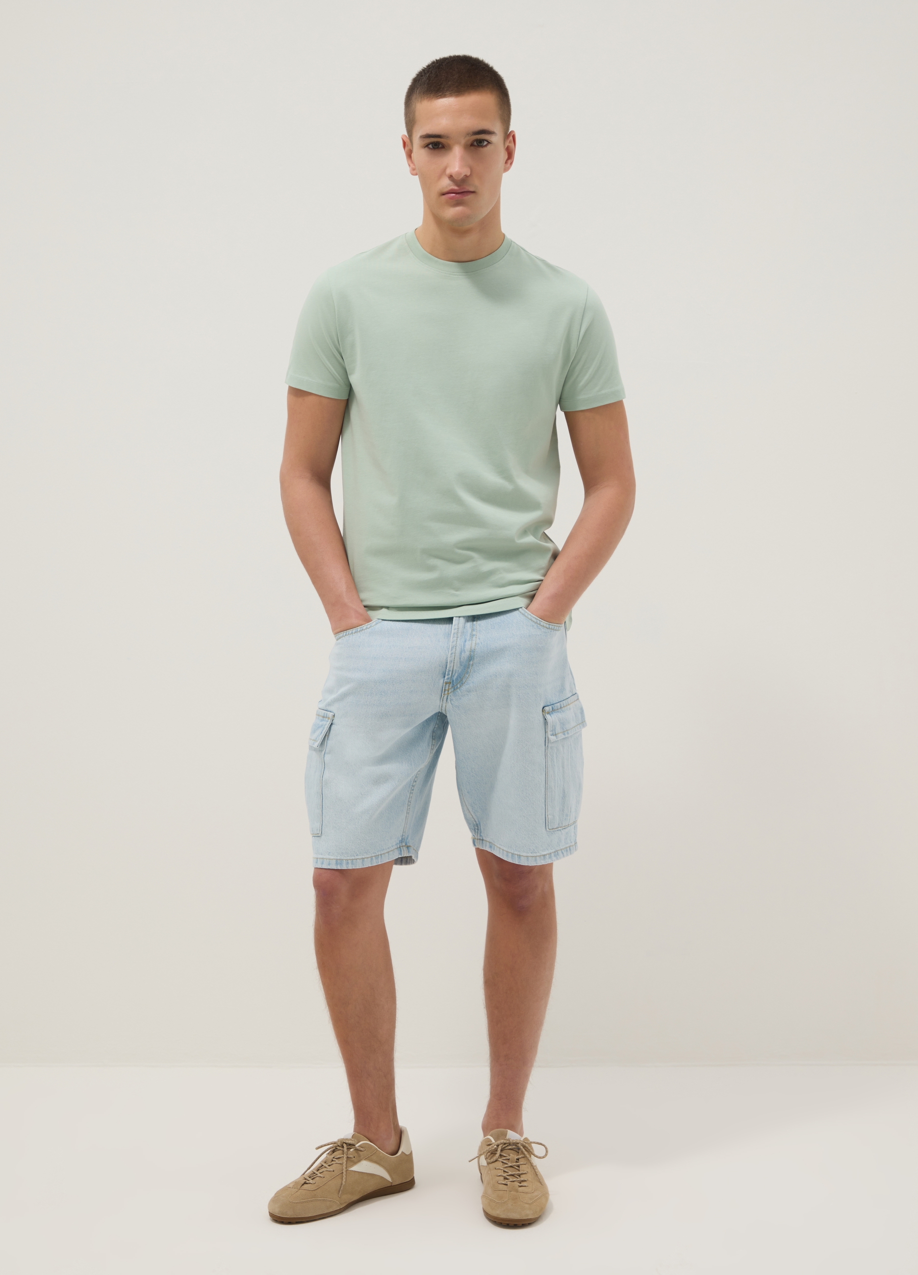 T-shirt Verde In Puro Cotone A Maniche Corte, Hombre, Verde, Talla: S
