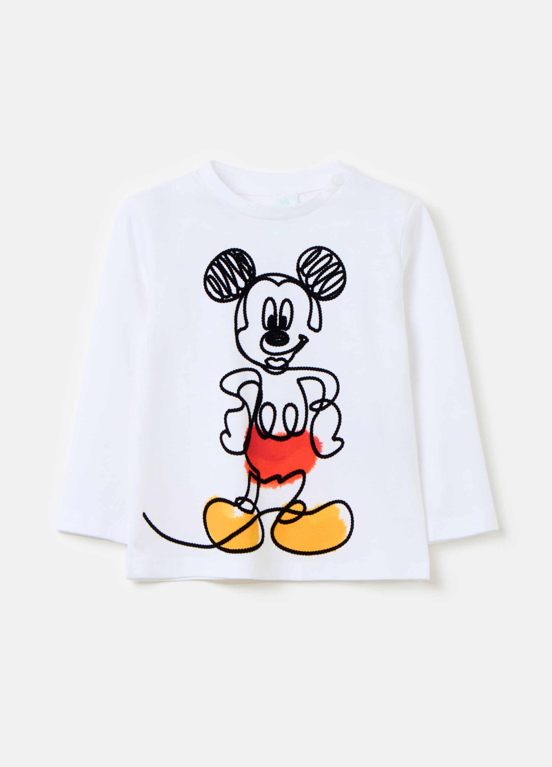 DISNEY, T-shirt A Maniche Lunghe Stampa Topolino, Bambino, Bianco, Taglia: 12-18