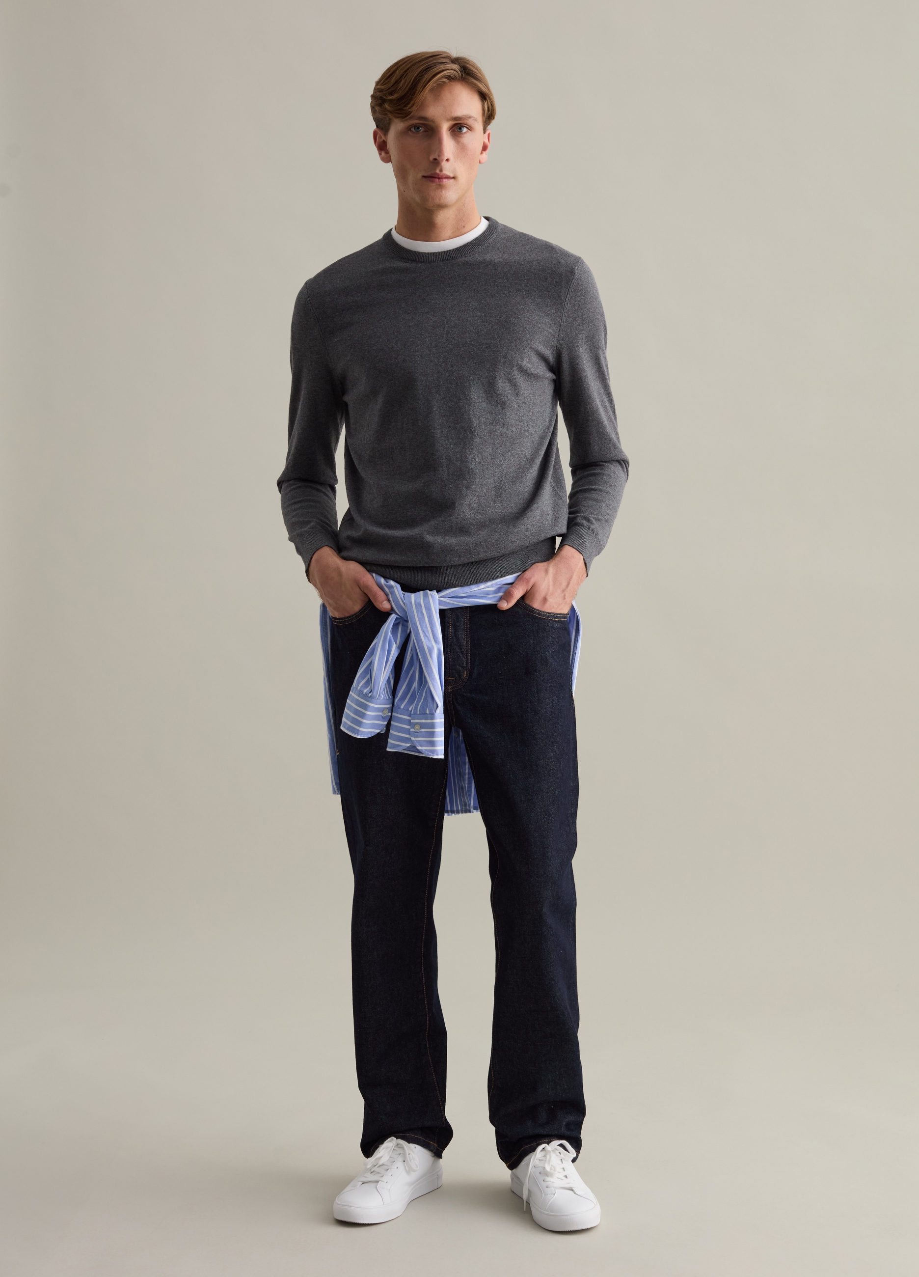 PIOMBO, Maglione Girocollo Grigio In Misto Cotone, Uomo, Grigio, Taglia: S