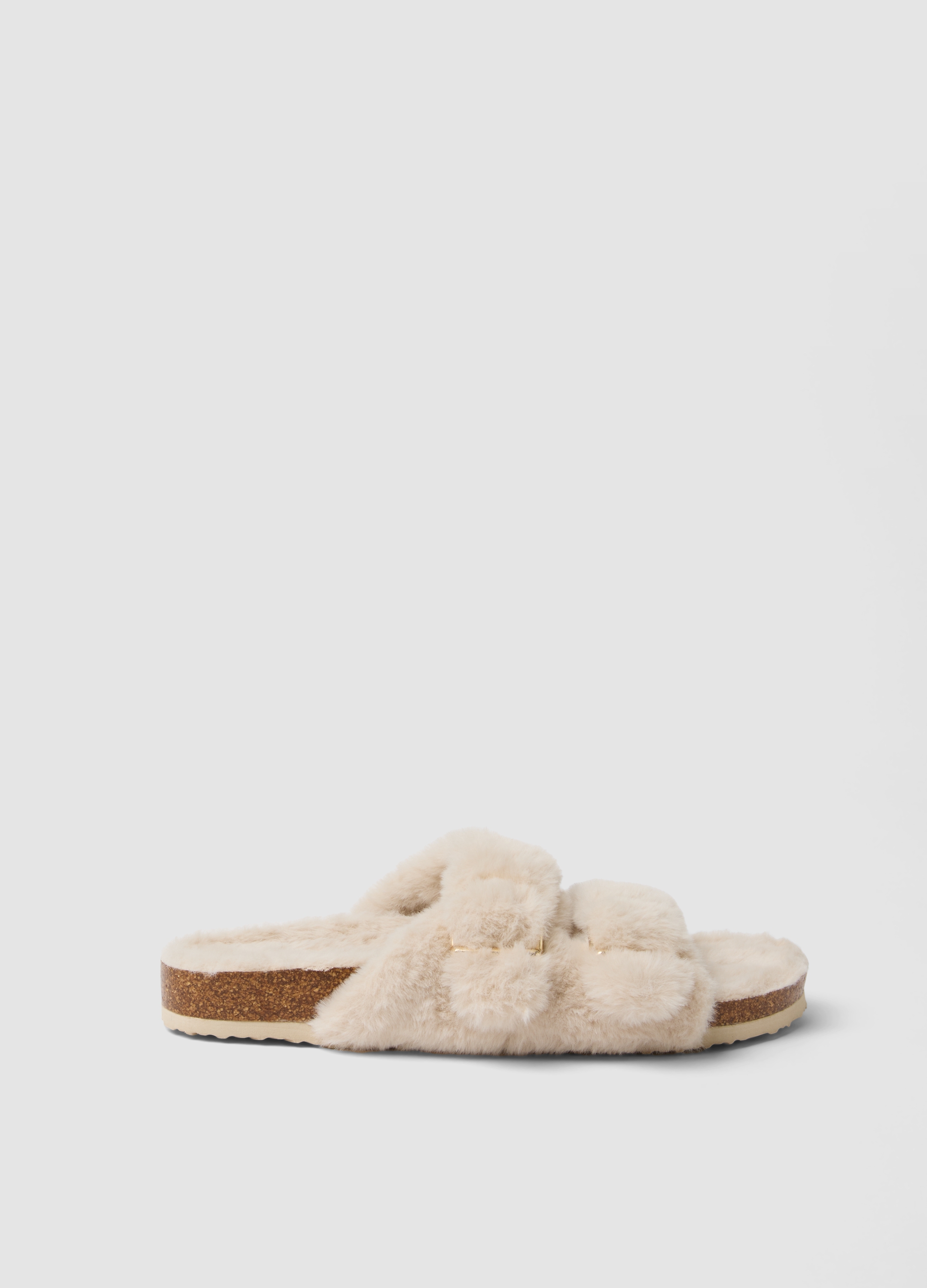OVS, Pantofole Beige Aperte Con Fascia Incrociata E Fibbia, Donna, Beige, Taglia: 40-41