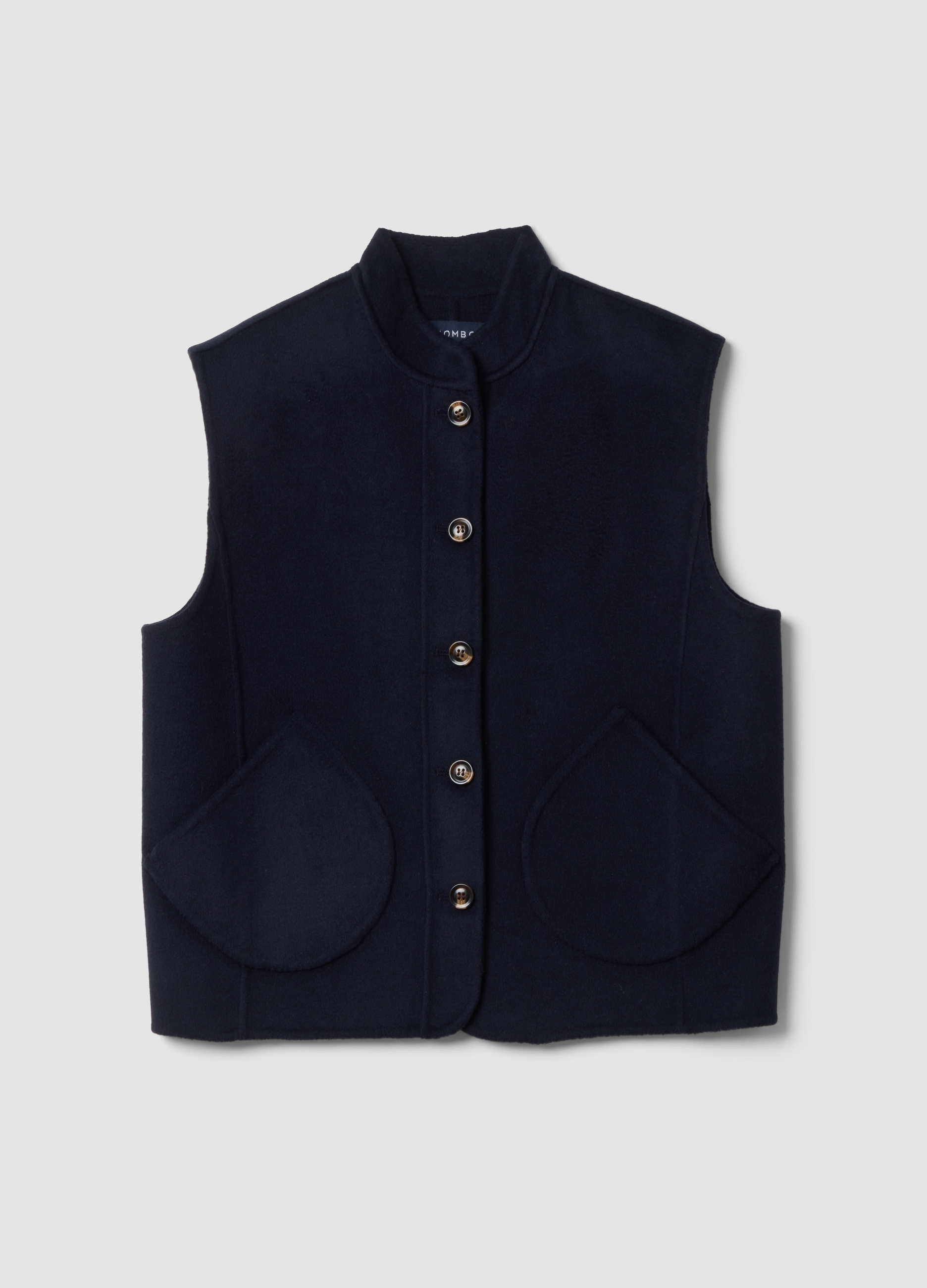 Piombo Contemporary, Gilet Blu In Misto Lana E Viscosa Con Tasche Applicate, Donna, Blu, Taglia: M/L