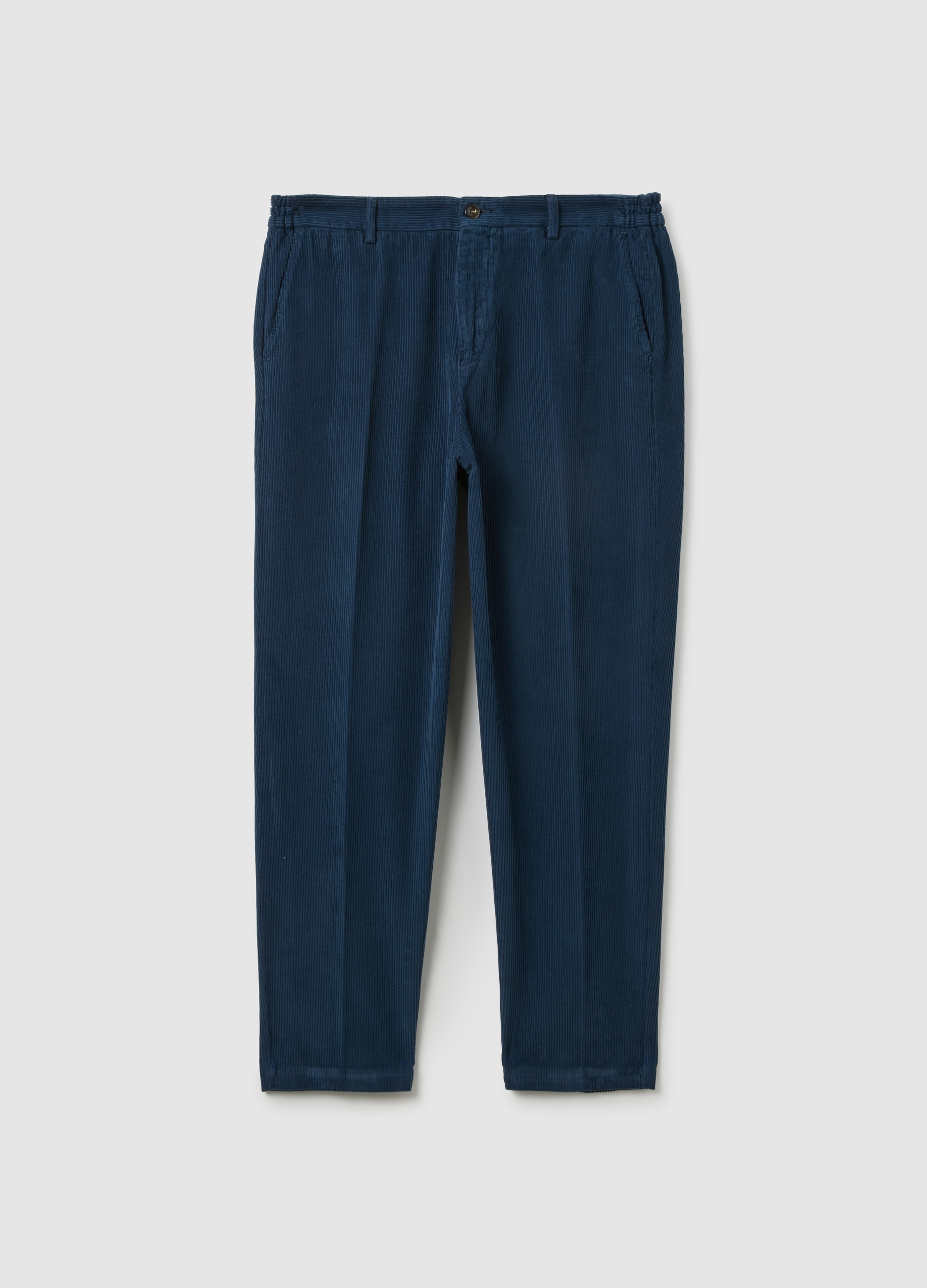 OVS, Pantalones Chino Azules De Ajuste Regular En Pura Pana De Algodón, Hombre, Azul oscuro, Talla: 56