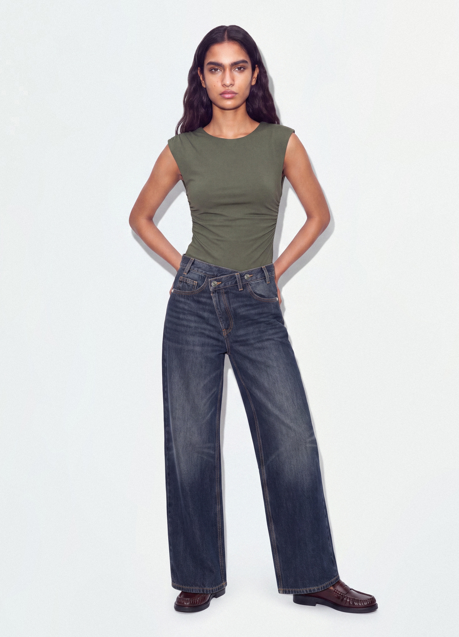 B.ANGEL, Body Verde In Tessuto Elasticizzato Con Arricciature Regular Fit, Donna, Verde, Taglia: M