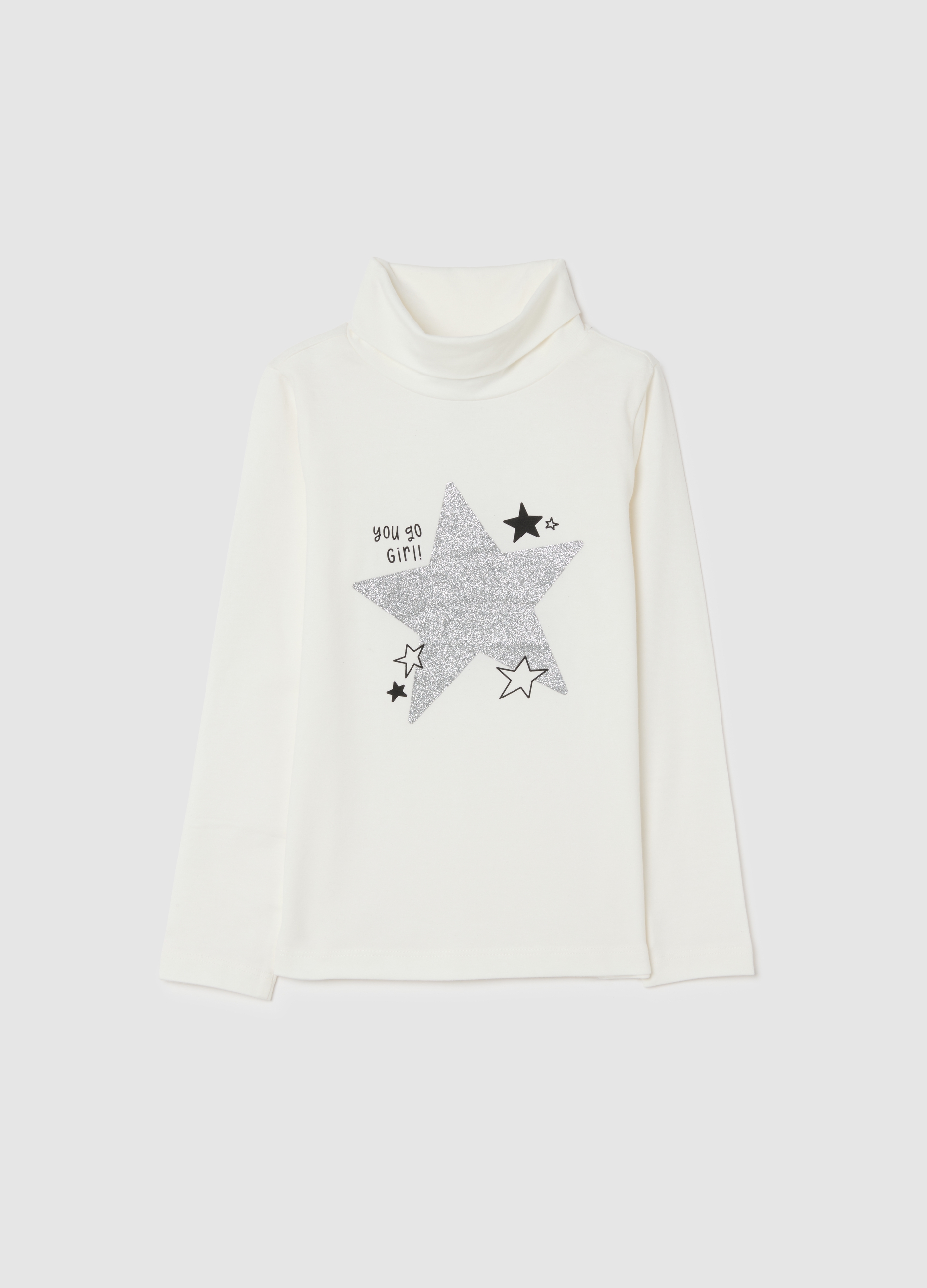 OVS KIDS, Camiseta Blanca Para Niñas De Algodón Elástico Con Estampado, Niña, Blanco Tiza, Talla: 3-4