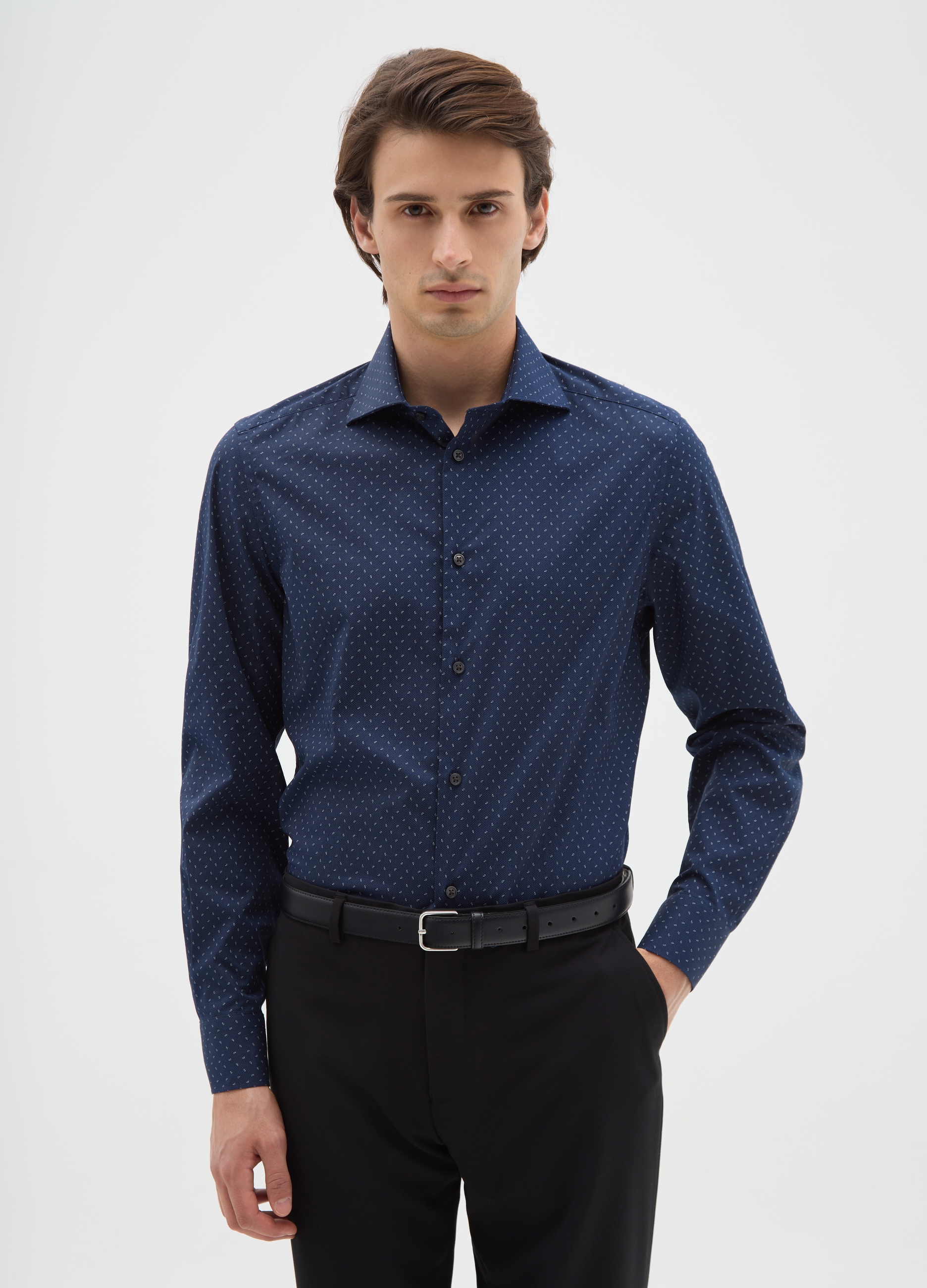 OVS, Camicia In Cotone Elasticizzato Multicolor Slim Fit, Uomo, Multicolor, Taglia: 38