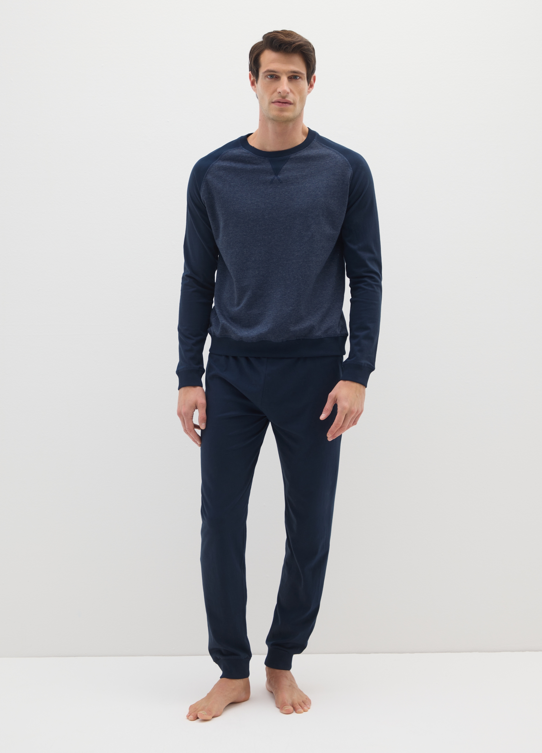 OVS, Pigiama In Misto Cotone Blu Regular Fit, Uomo, Blu, Taglia: S