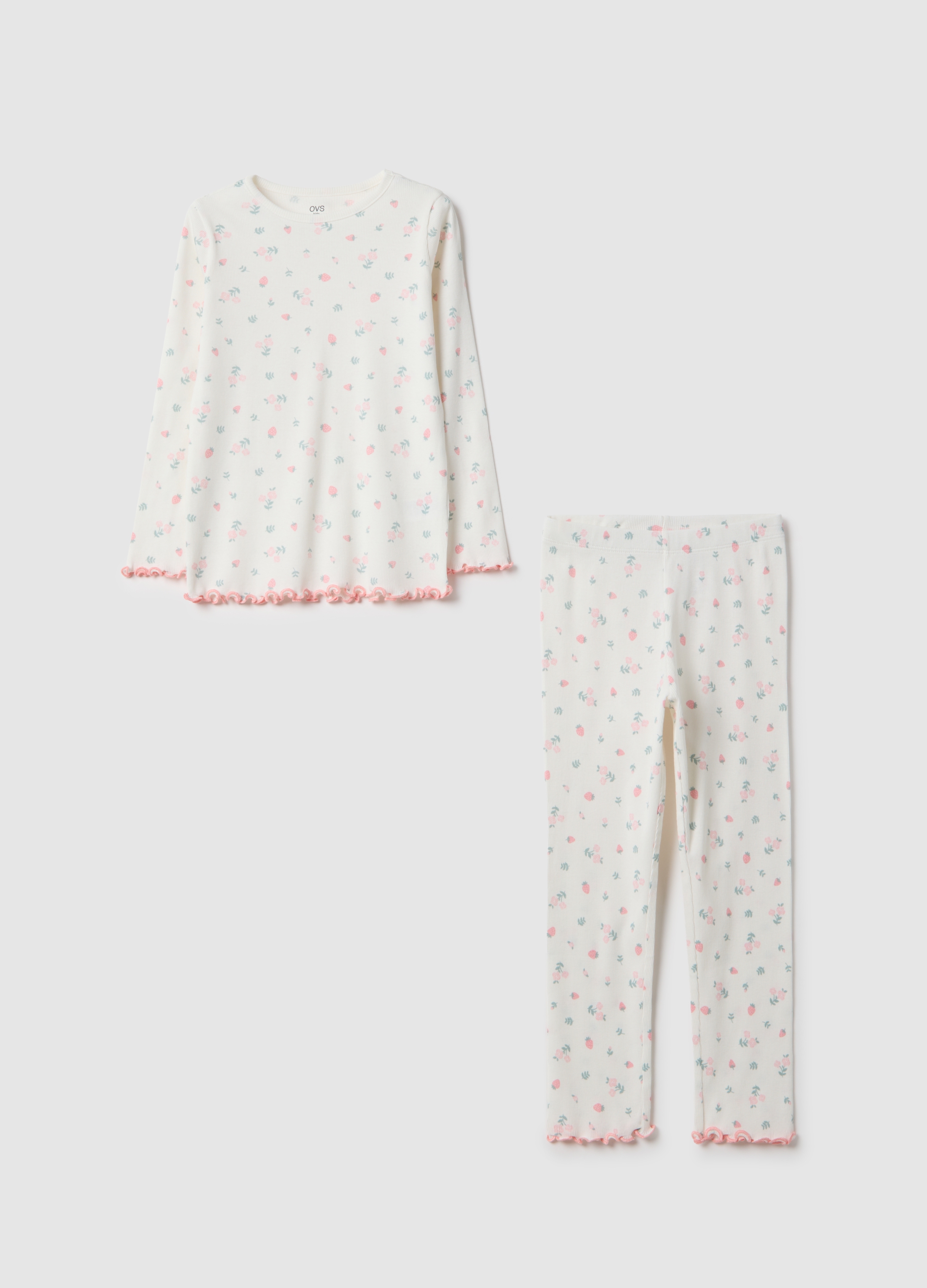 OVS KIDS, Pijama Multicolor De Algodón Puro Para Niñas, Ajuste Regular, Niña, Pink/White, Talla: 6-7