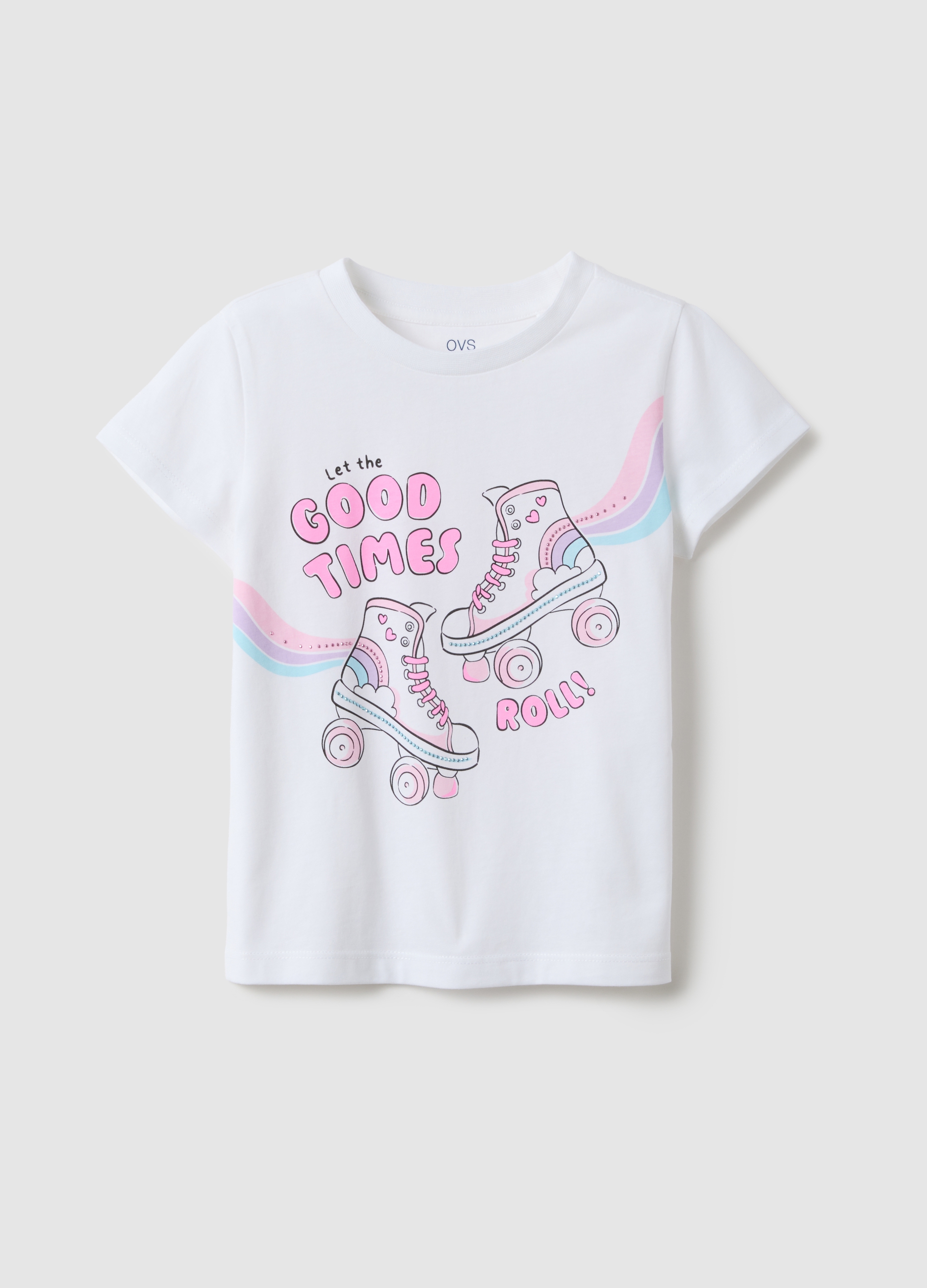 OVS KIDS, Camiseta Blanca De Algodón Puro Para Niña, Ajuste Regular, Con Estampado, Niña, Blanco óptico, Talla: 3-4