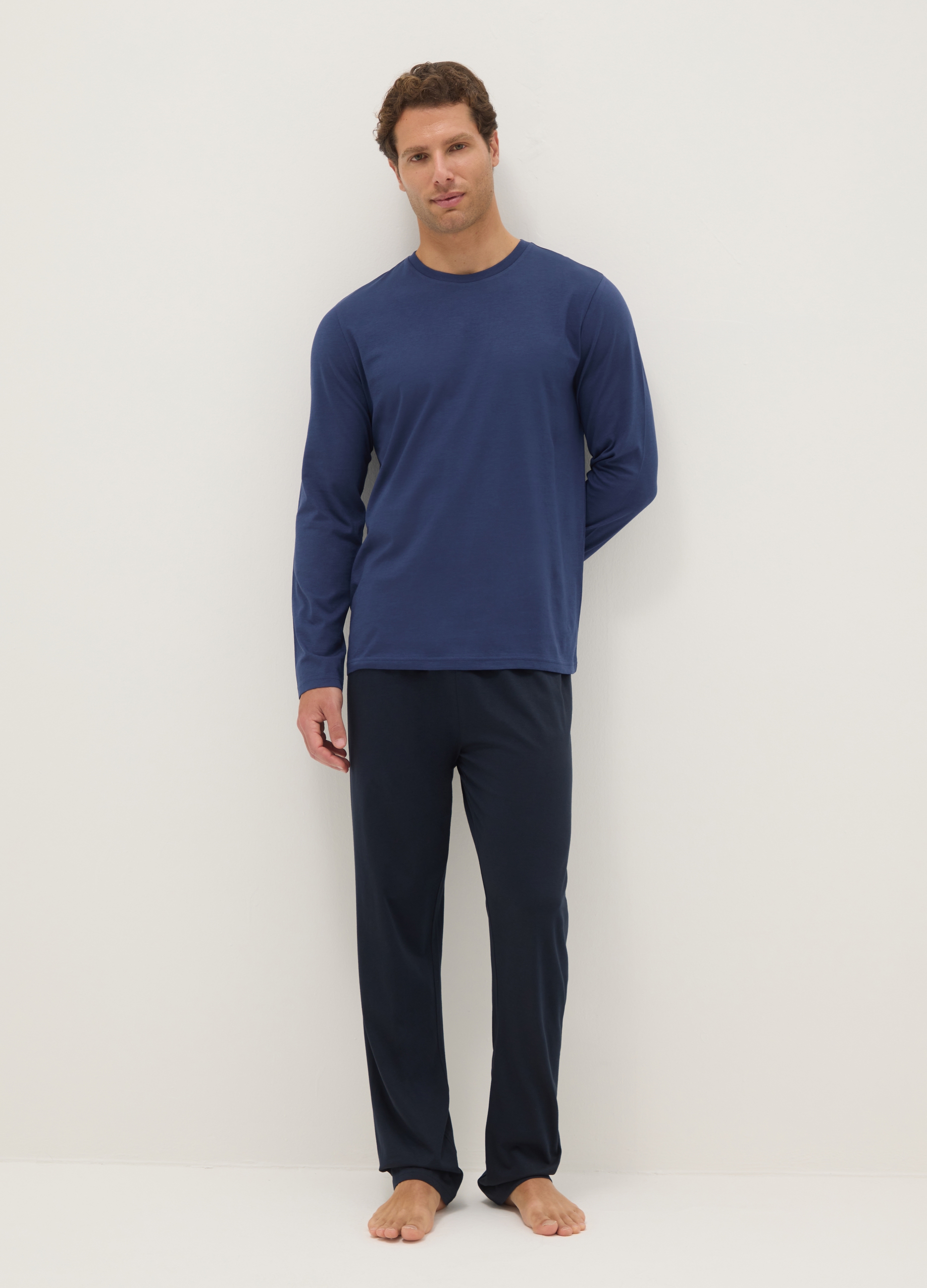 Ovs Hombre Azul Oscuro Pijama Azul De Algodón Puro Ajuste Regular, Talla: Xl