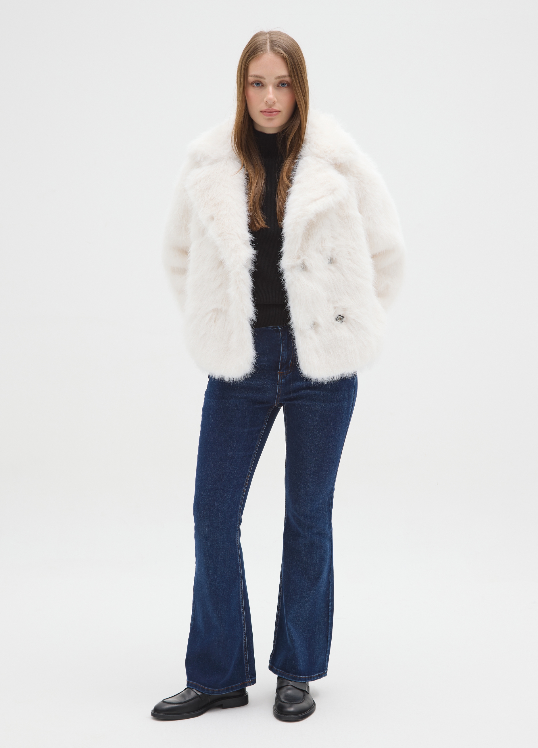 HYBRID, Giacca Bianca Regular Fit Con Bottoni, Donna, Bianco, Taglia: L/XL