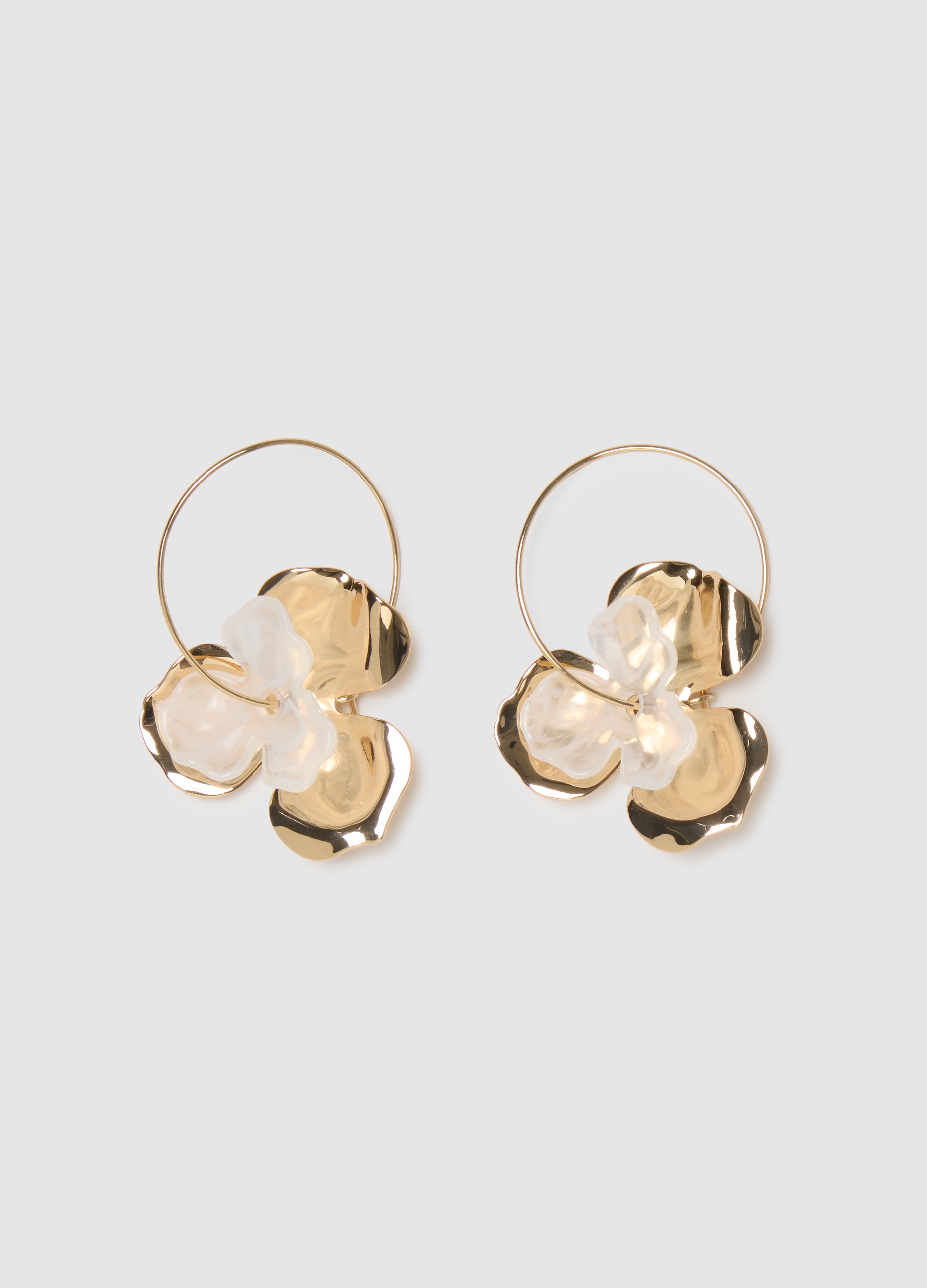 LES COPAINS, Pendientes De Zinc Con Detalles Florales, Mujer, Blanco/amarillo, Talla: FASUL