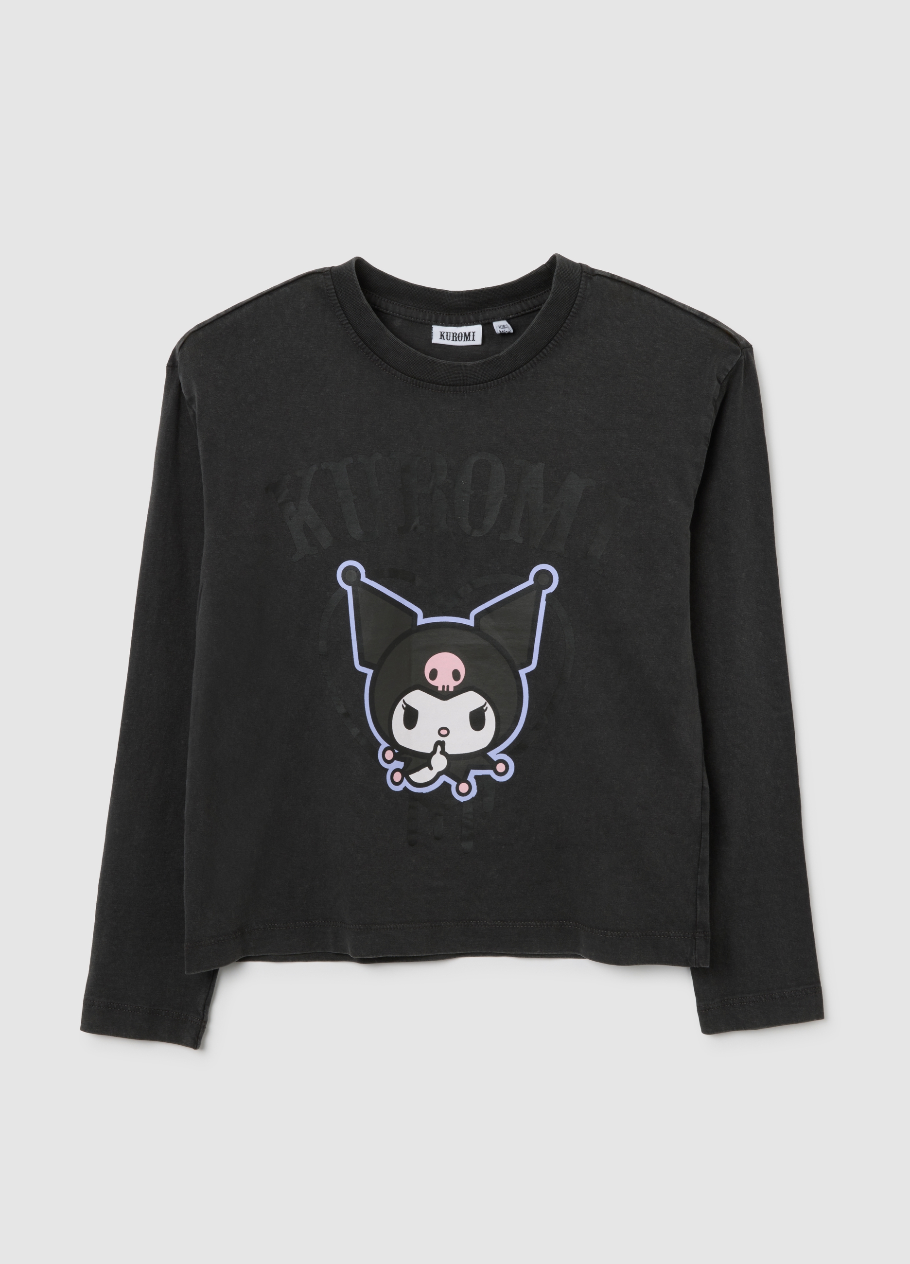 Camiseta De Niñas En Algodón Negro Ajuste Regular, Niña, Gunmetal, Talla: 13-14