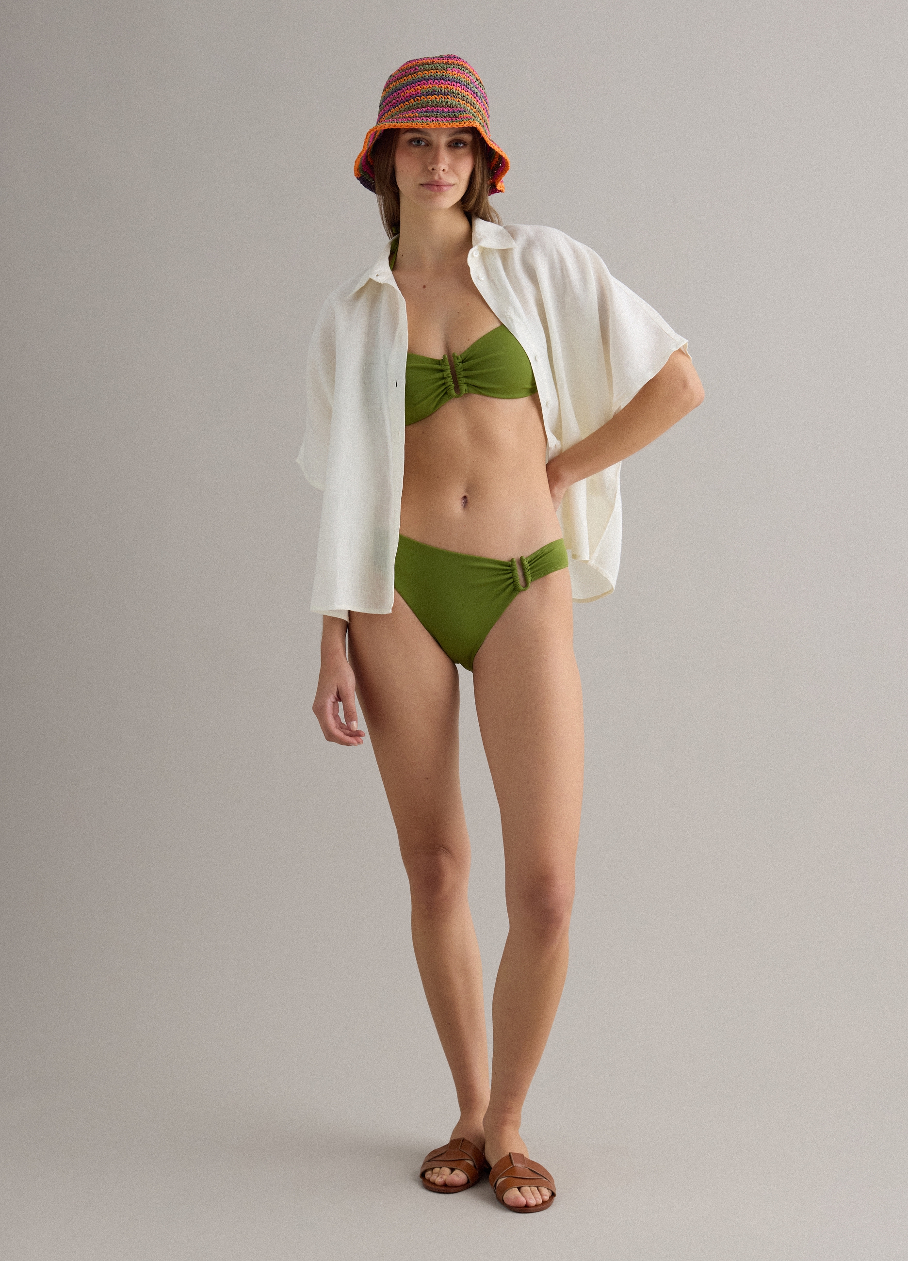 PIOMBO, Braguita De Bikini Verde En Tejido Elástico, Mujer, Verde, Talla: 3