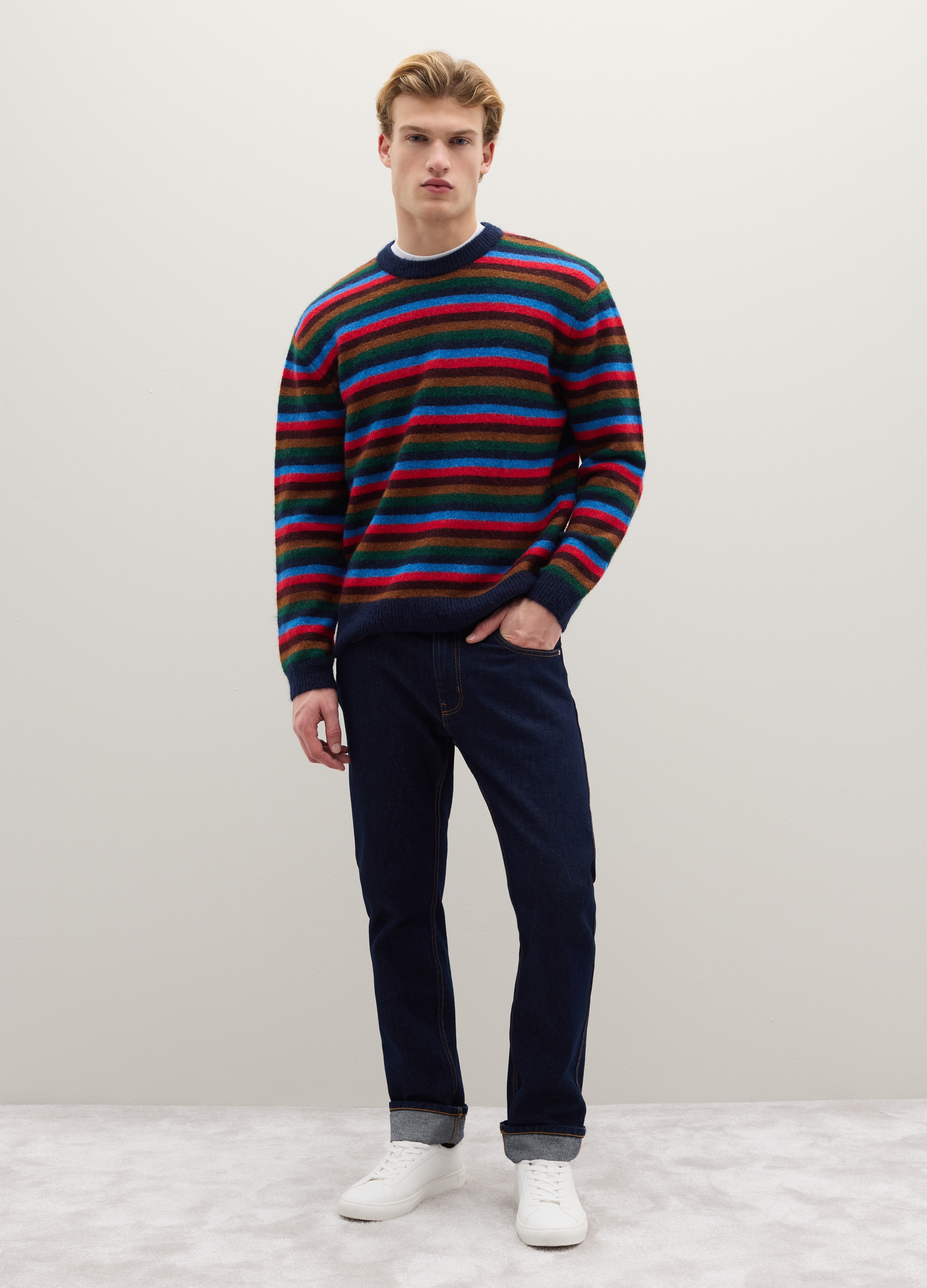 PIOMBO, Maglione A Righe Regular Fit Multicolor In Misto Lana, Uomo, Multicolor, Taglia: L