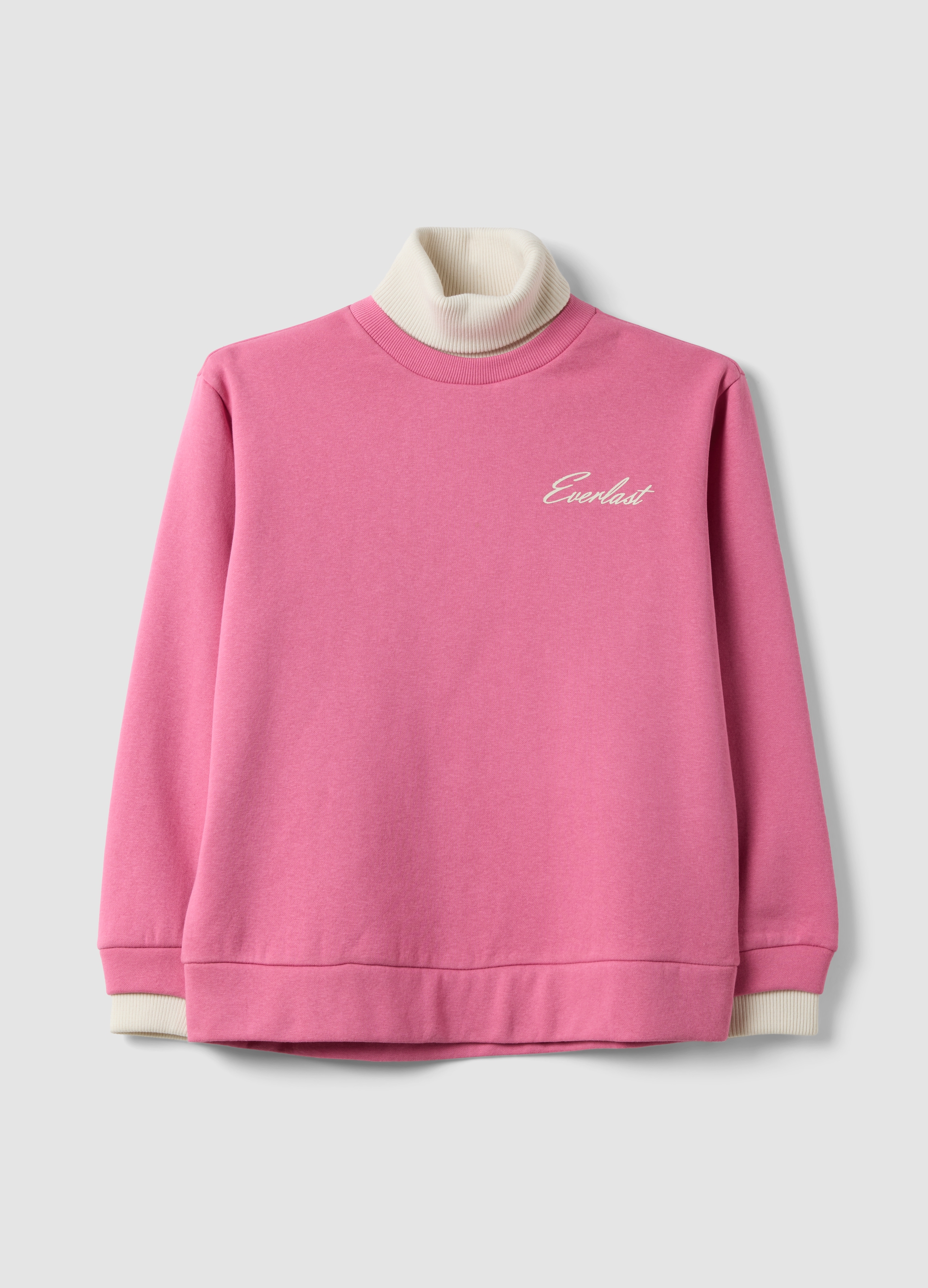 EVERLAST, Felpa Rosa In Misto Cotone Con Collo Alto Regular Fit, Unisex, Rosa, Taglia: M
