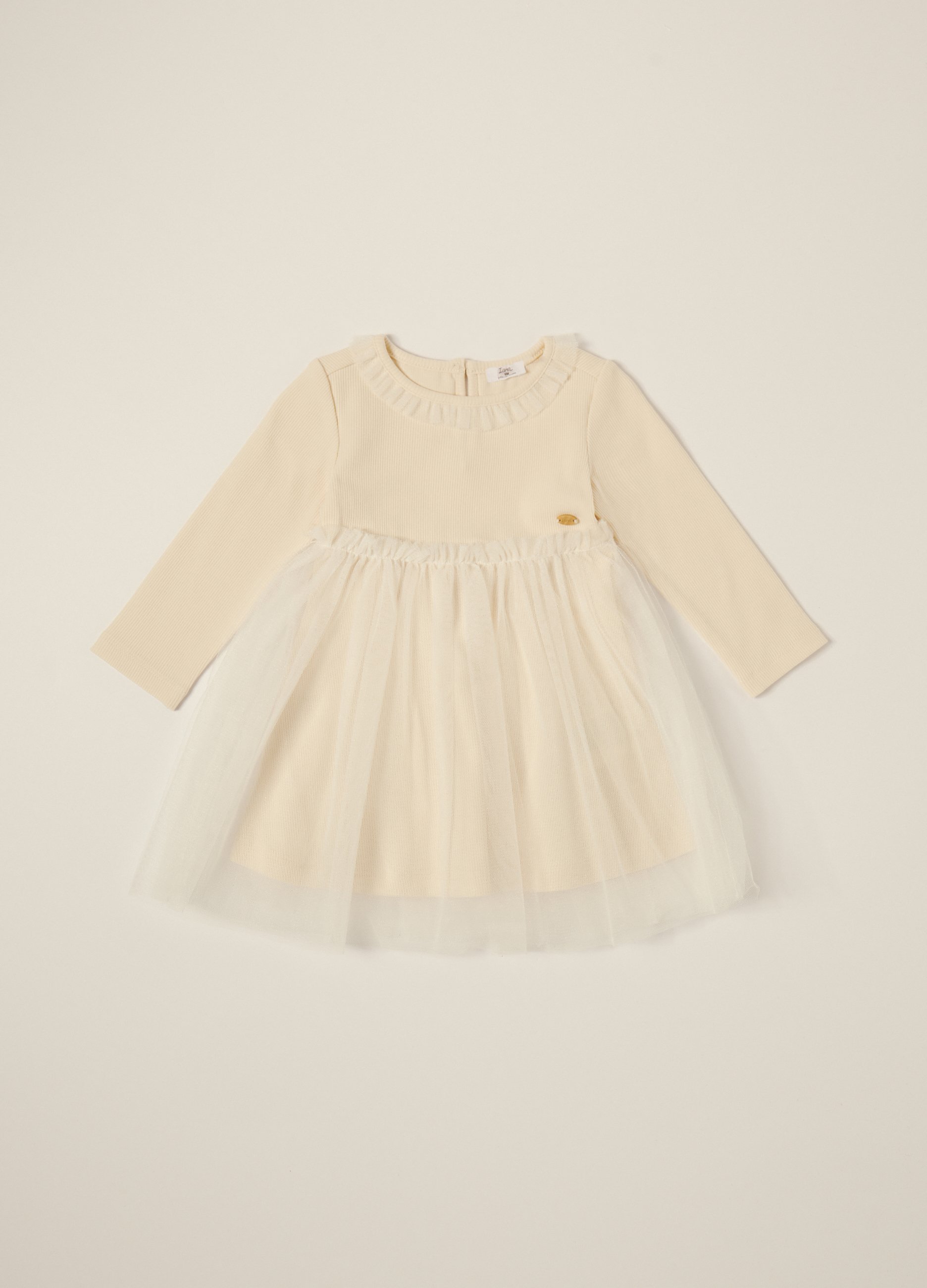 IANA, Abito Beige Pe Bambina In Cotone Elasticizzato, Neonata, Multicolor, Taglia: 24