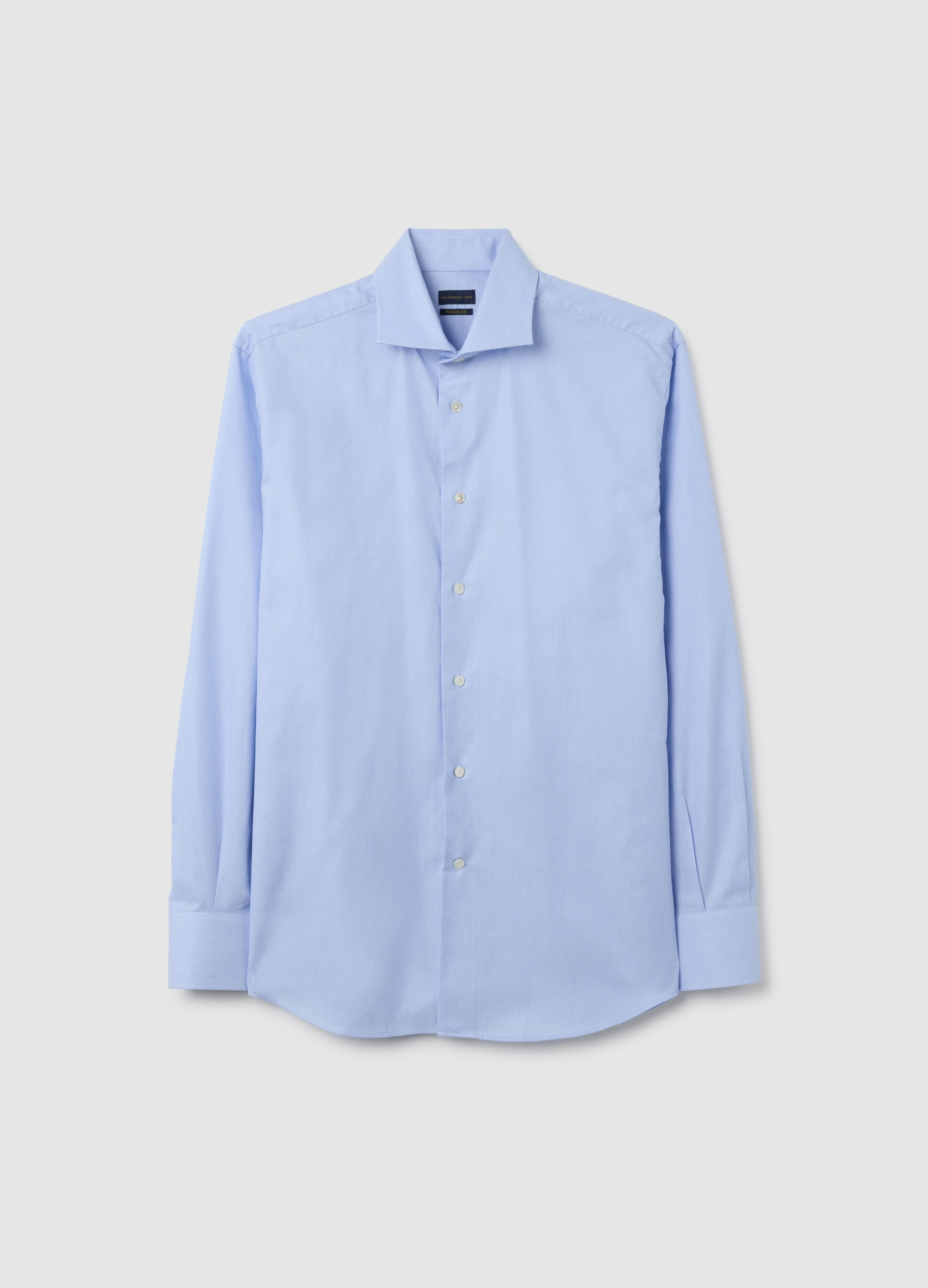 OVS, Camisa Azul De Algodón Puro Corte Regular Fit, Hombre, Azul Azur, Talla: 45