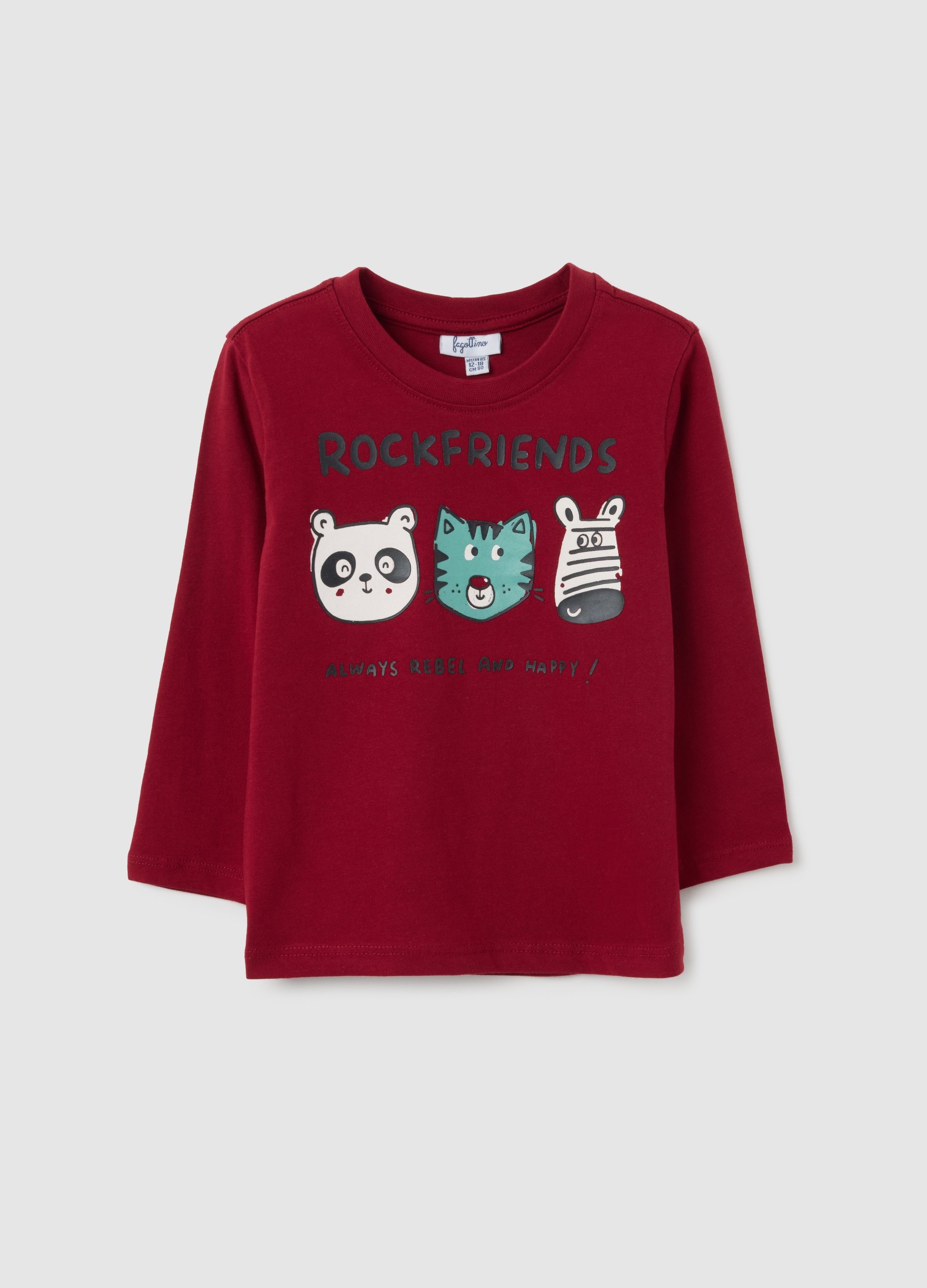 OVS, Maglia Da Neonato In Puro Cotone Rosso Regular Fit, Junge, Dunkelrot, Größe: 9-12