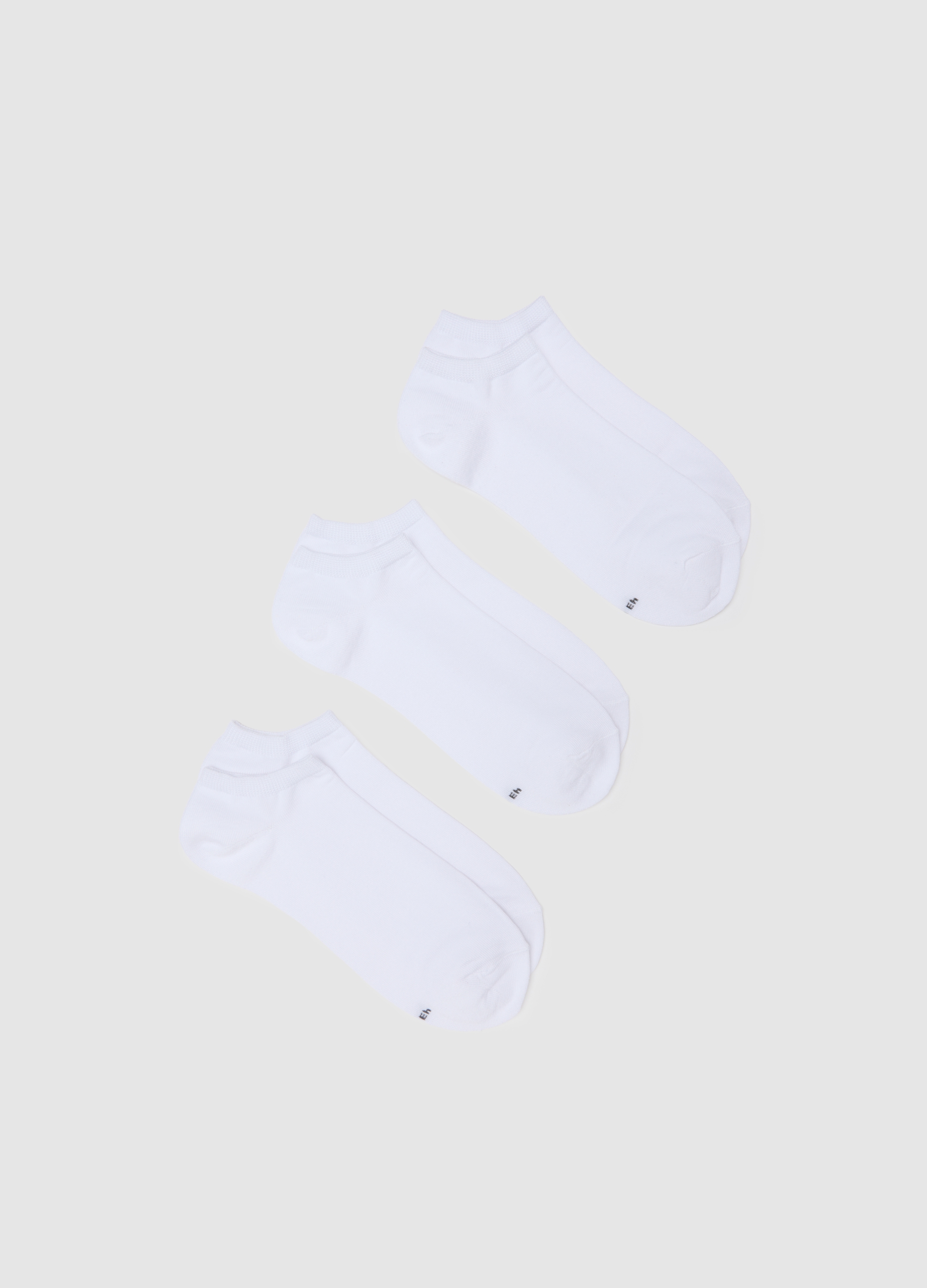 Conjunto De Tres Pares De Calcetines Cortos De Algodón Blanco Elástico, Hombre, Blanco óptico, Talla: 43/46