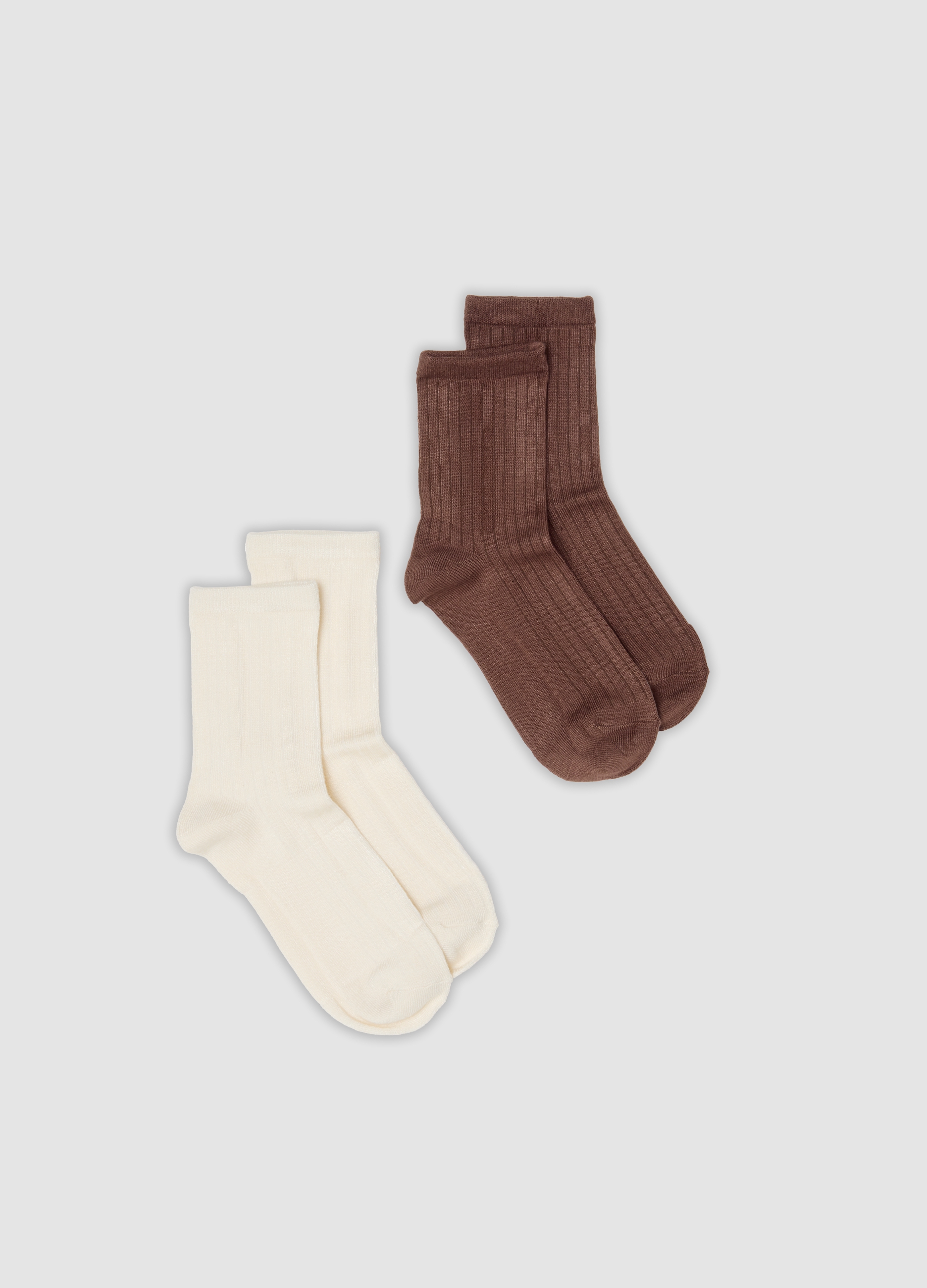 OVS, Bipack Di Calzini Marroni E Bianchi In Tessuto Elasticizzato, Donna, Multicolor, Taglia: ONE SIZE