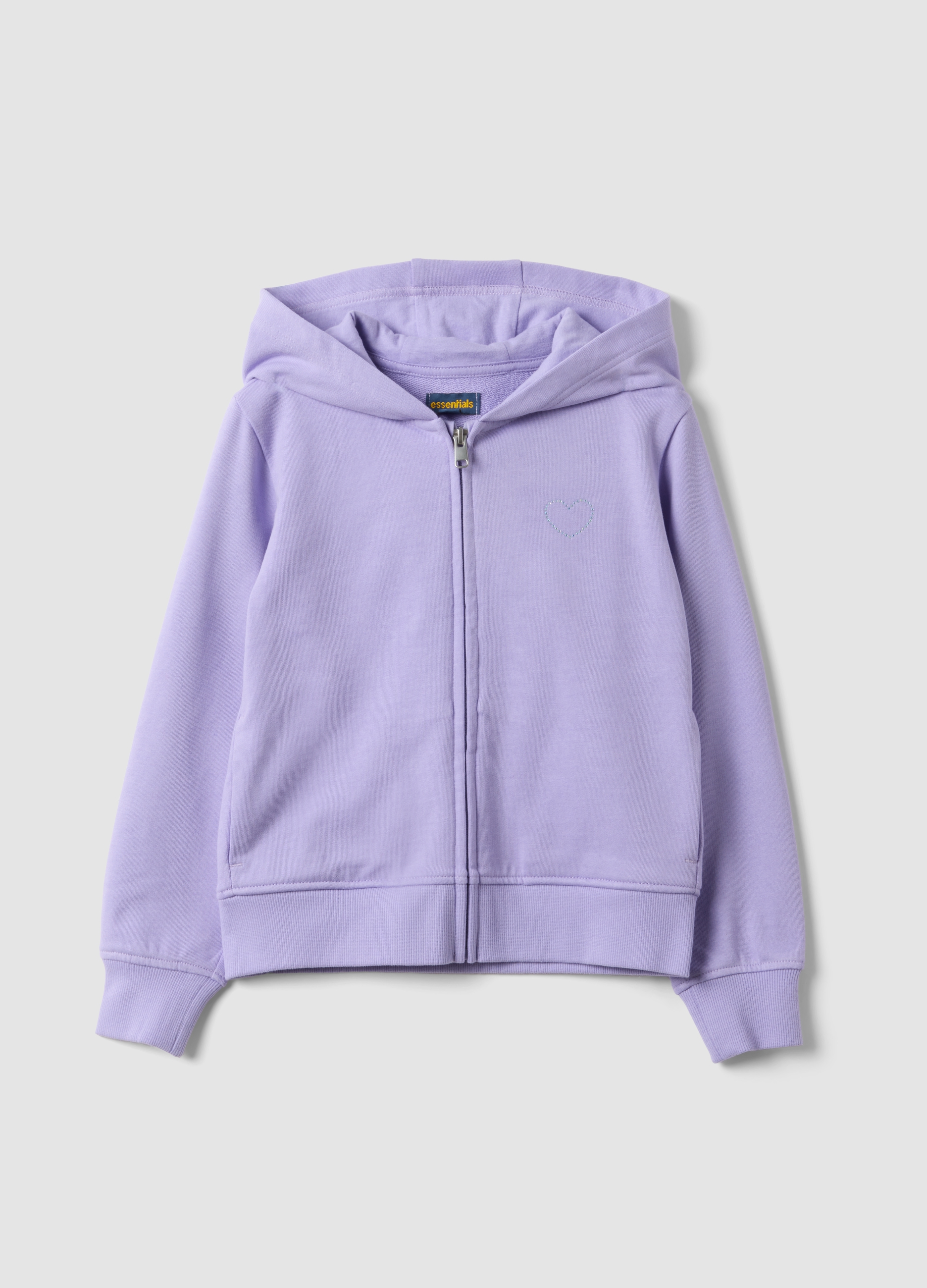 OVS KIDS, Felpa Viola In Puro Cotone Organico Con Cappuccio Per Bambina, Viola, Taglia: 6-7