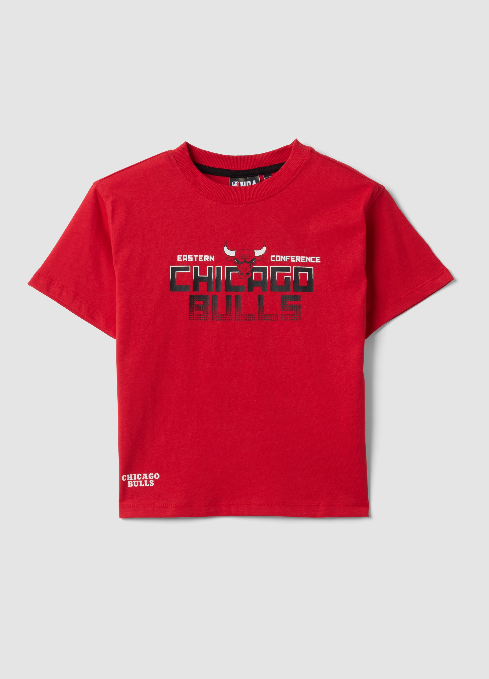 NBA, T-shirt Rossa A Maniche Corte In Puro Cotone, Bambino, Rosso, Taglia: 5-6