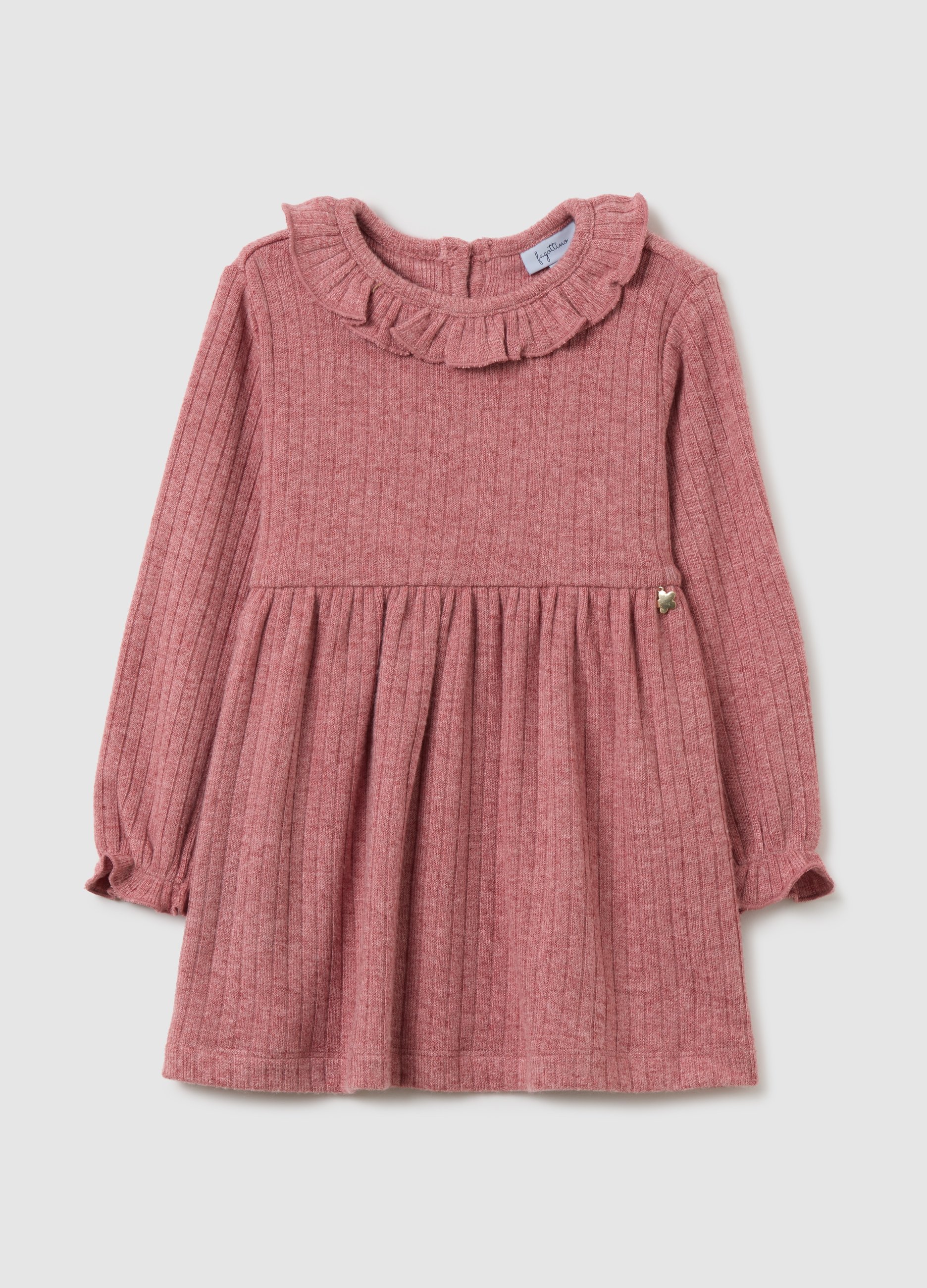 Vestido Rosa Ajuste Regular Para Niña, Niña, Rosa en polvo, Talla: 24-30