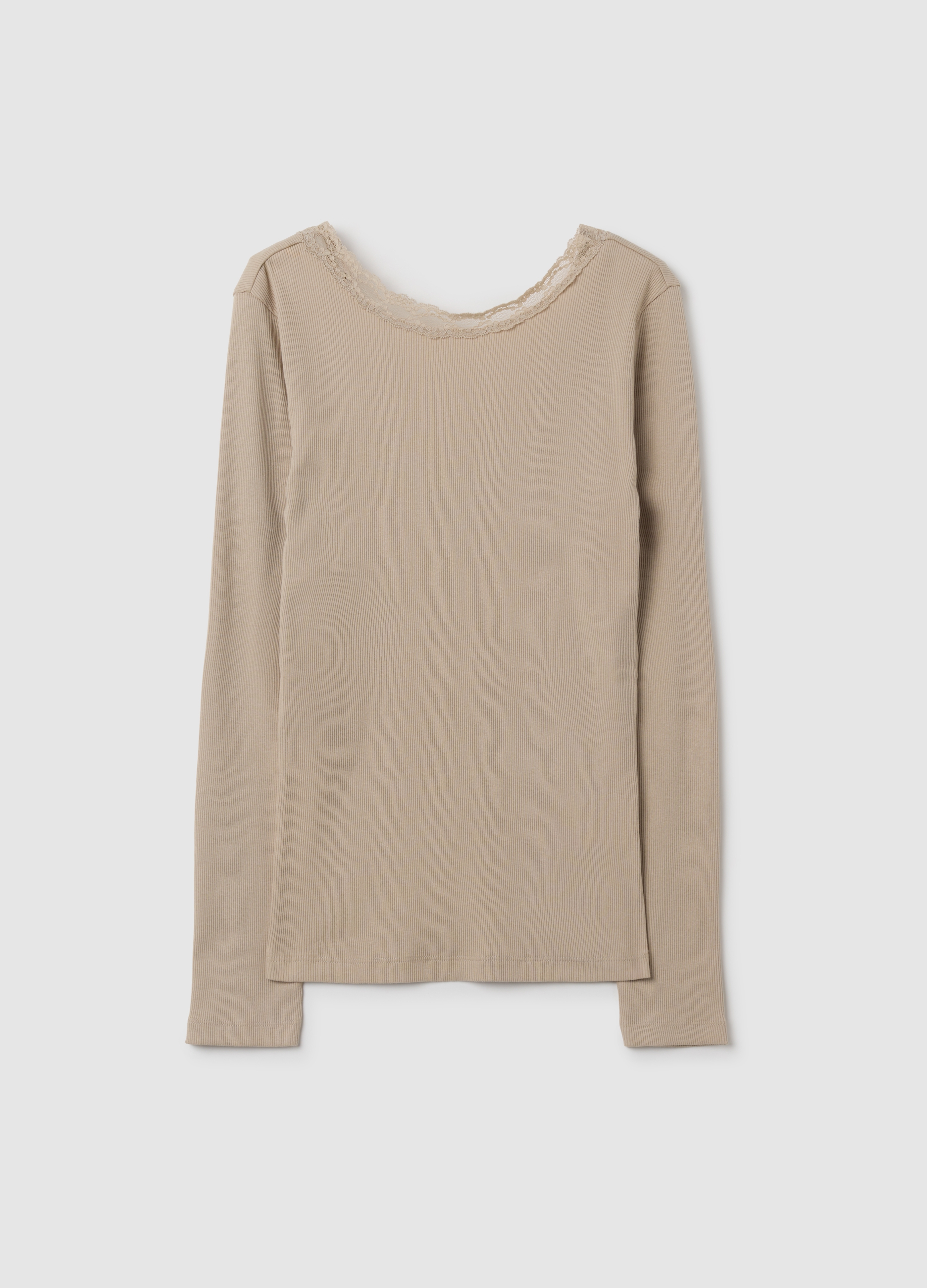 Jersey Beige De Algodón Puro Corte Regular, Mujer, Gris hormigón, Talla: 36