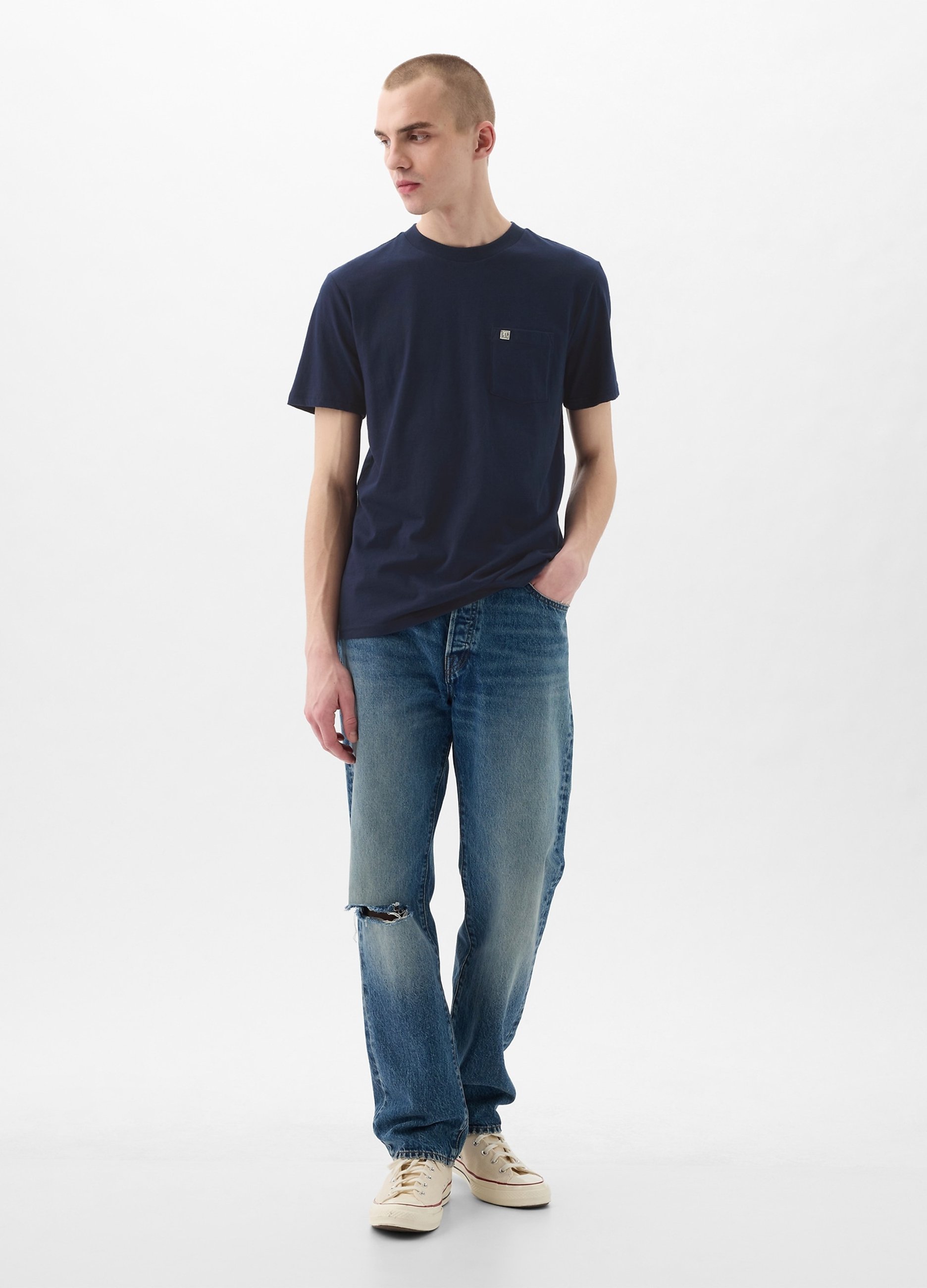 GAP, T-shirt In Cotone Con Tasca, Uomo, Blu, Taglia: XXL