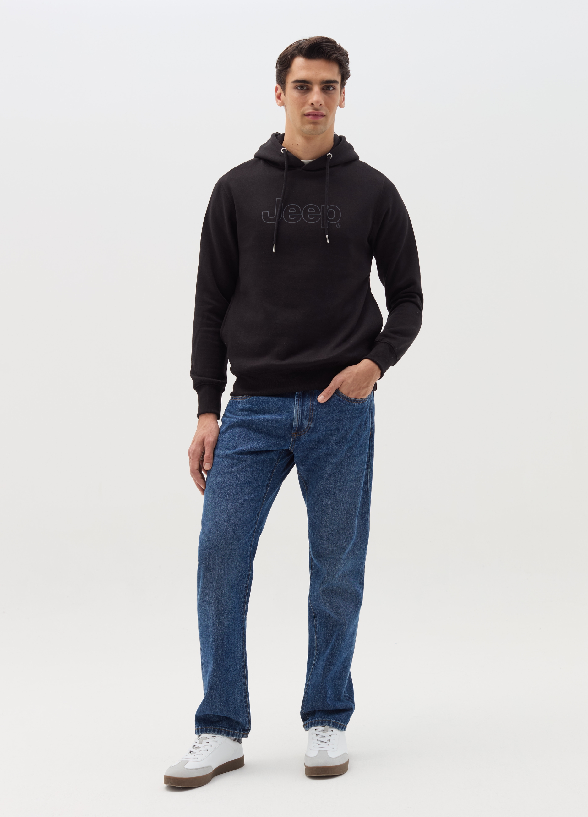 Sudadera Con Capucha Y Estampado Jeep, Hombre, Gunmetal, Talla: XL