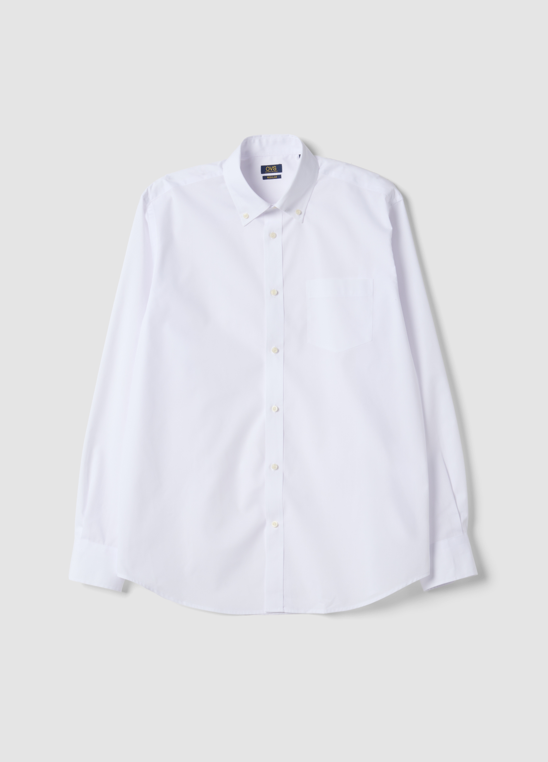 OVS, Camicia Bianca Regular Fit Con Colletto Button Down Easy Iron, Uomo, Bianco, Taglia: 41