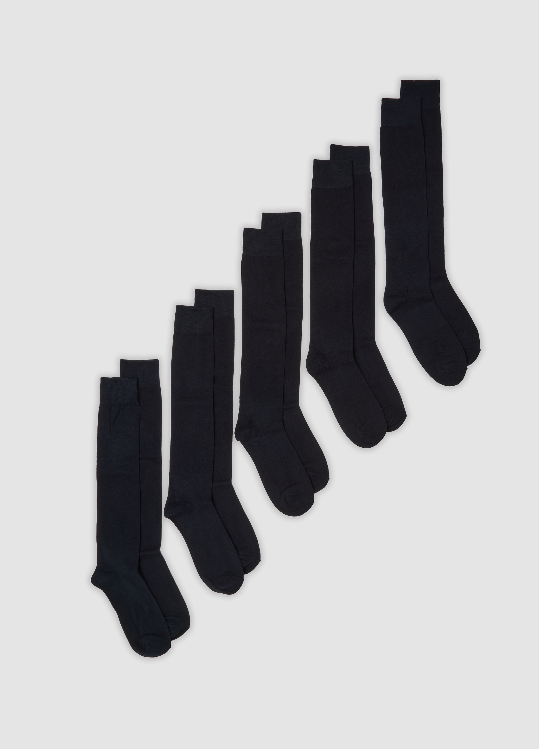 OVS, Multipack Di Cinque Calze Lunghe Blu In Cotone Organico Elasticizzato, Uomo, Blu, Taglia: 43-46