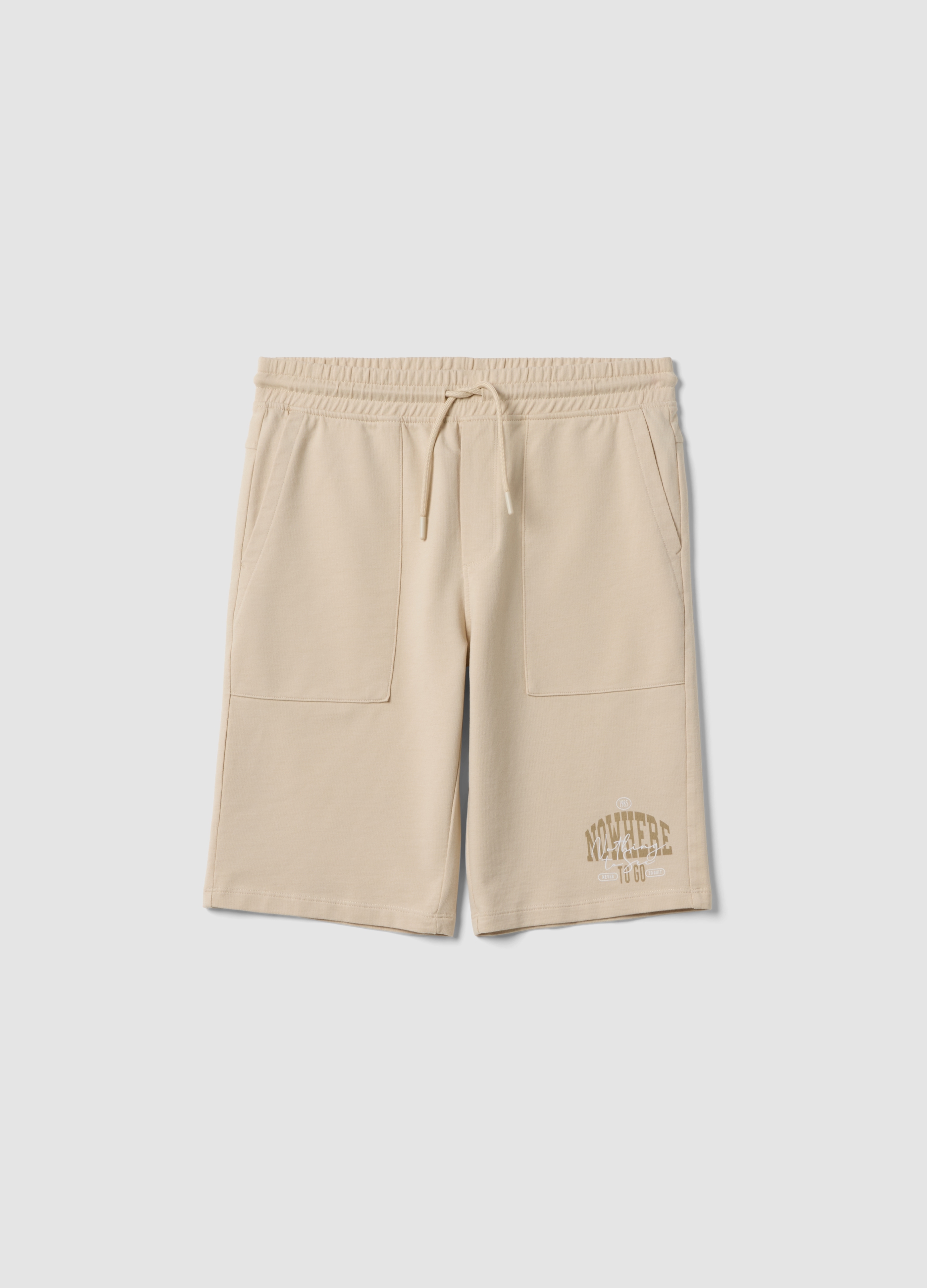 OVS KIDS, Shorts Jogger Beige De Algodón Puro Para Niño Con Cintura Elástica, Niño, Beige, Talla: 11-12
