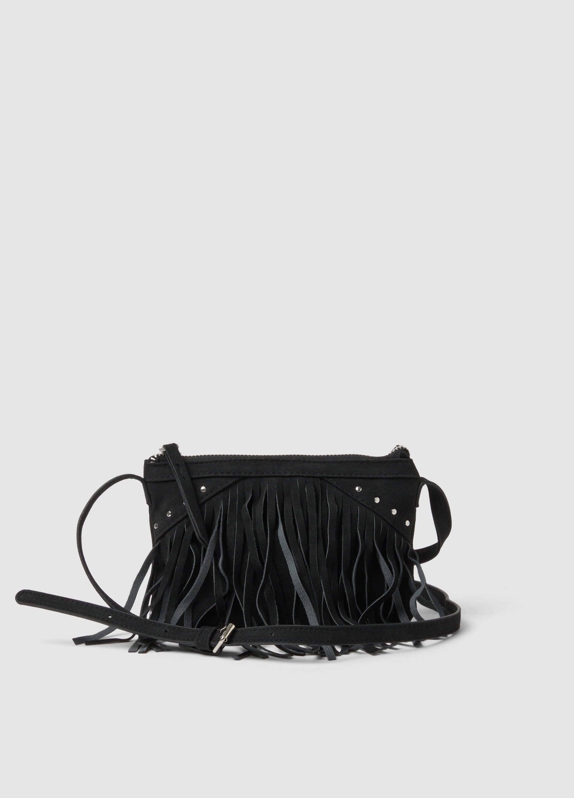 OVS KIDS, Borsa Nera A Tracolla Con Frange E Borchie Per Bambina E Ragazza, Nero, Taglia: ONE SIZE