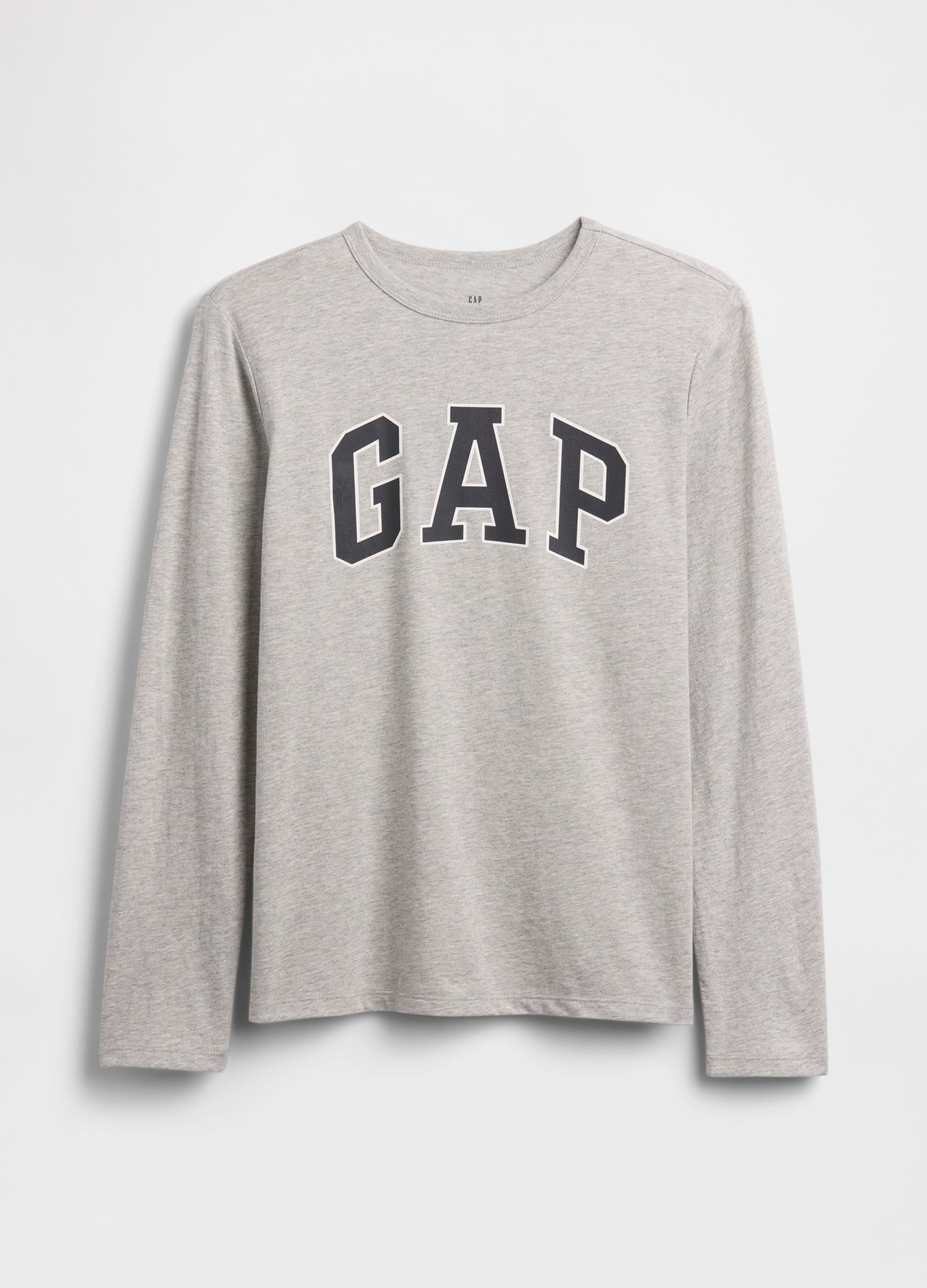 GAP KIDS, T-shirt Grigio Chiaro In Puro Cotone A Maniche Lunghe Con Logo Gap, Bambino, Grigio, Taglia: S/114-130
