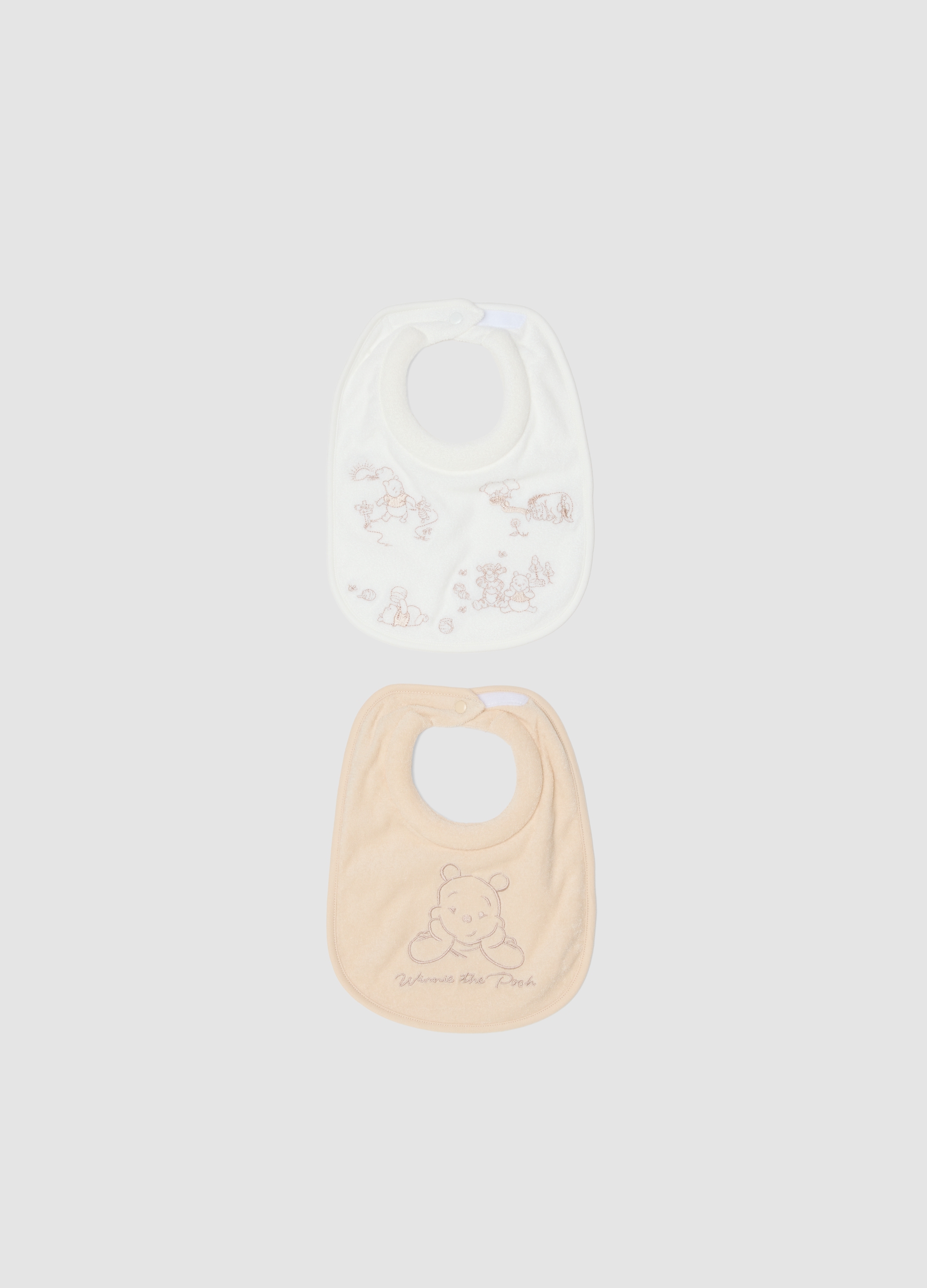 FAGOTTINO, Pack De 2 Baberos Para Bebé De Algodón Puro Multicolor Winnie The Pooh, Unisex, Blanco/beige, Talla: T.U.