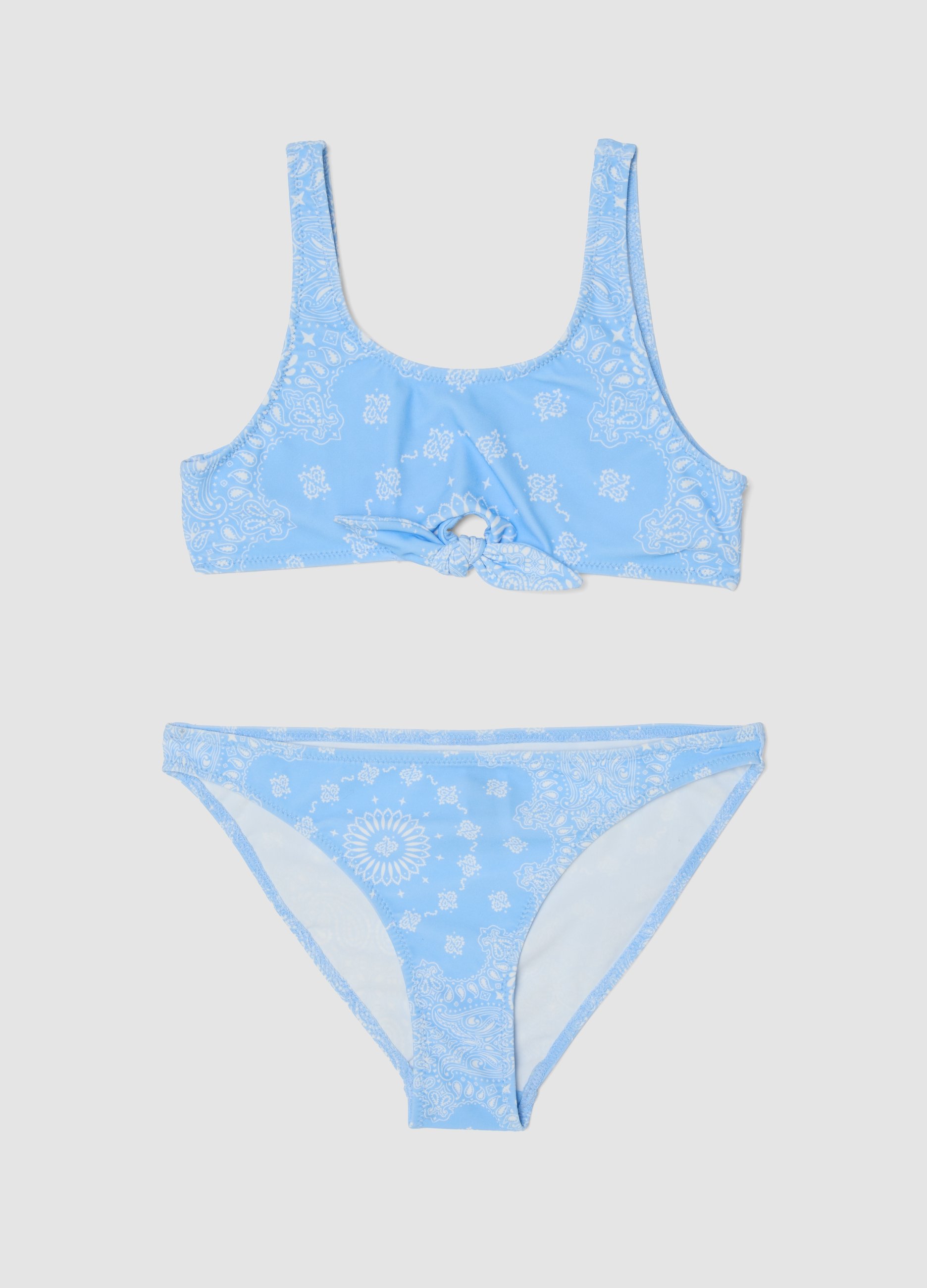 OVS KIDS, Bikini Azzurro In Tessuto Elasticizzato Con Stampa Paisley Per Bambina, Niña, Azul Claro, Talla: 12-13