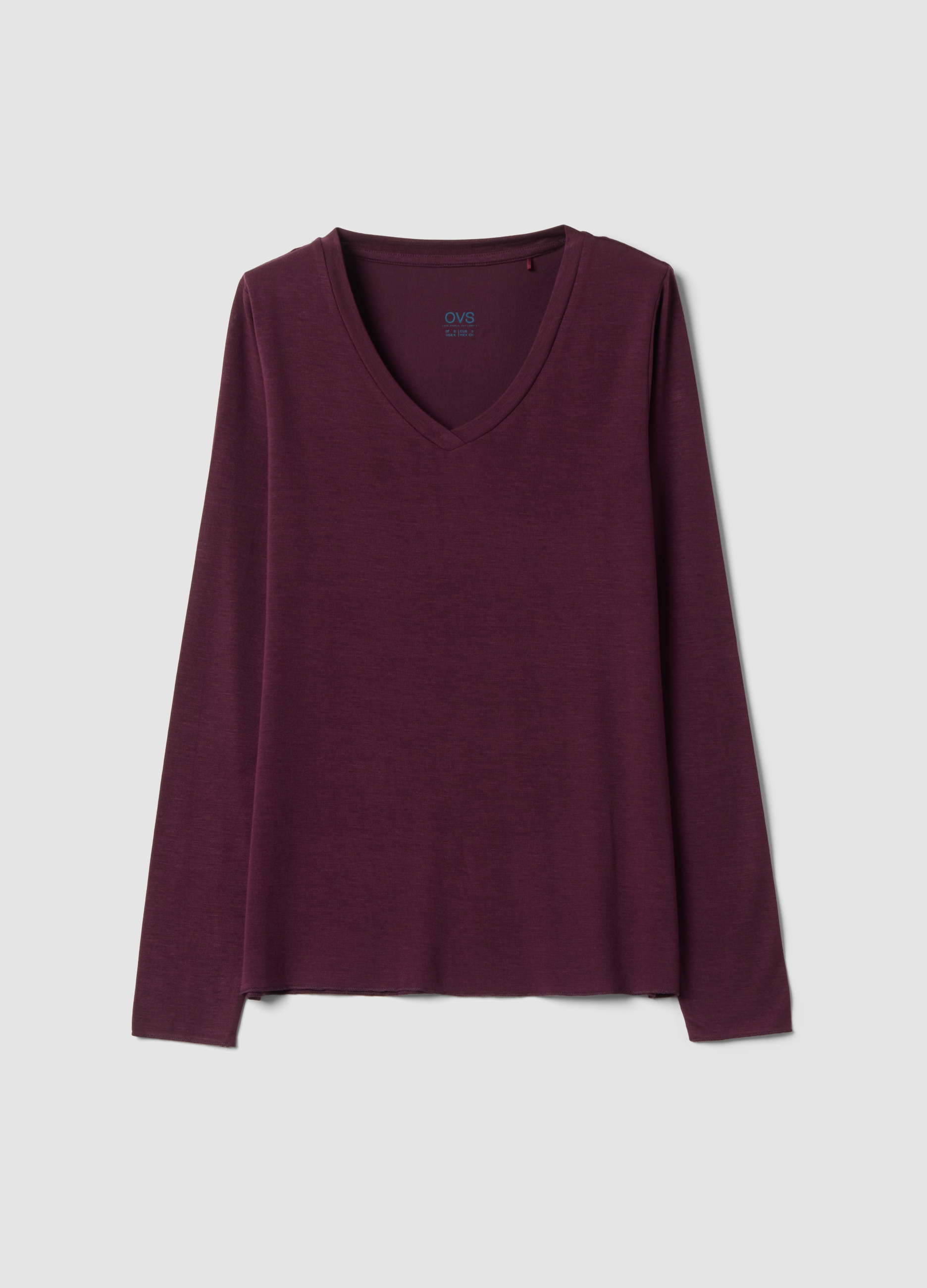 OVS, T-shirt Viola In Modal Elasticizzato Con Girocollo Regular Fit, Donna, Viola, Taglia: S
